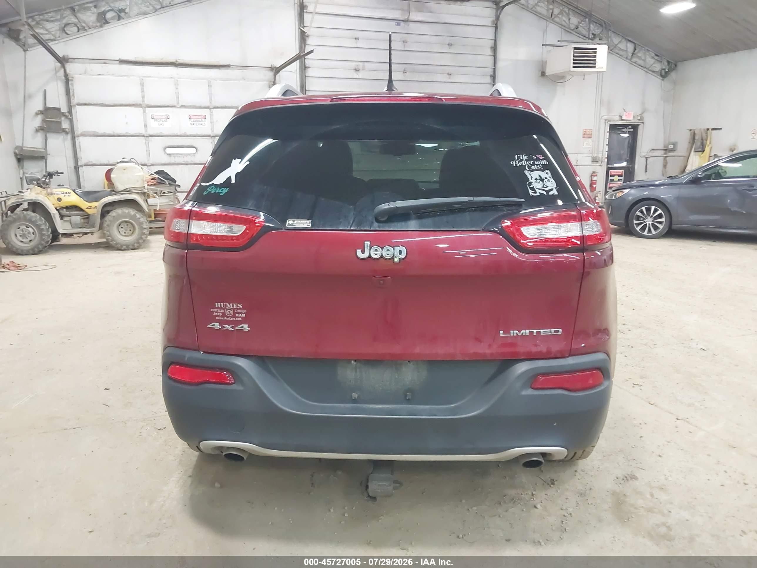 2014 Jeep Cherokee Limited Burgundy vin: 1C4PJMDS1EW183766