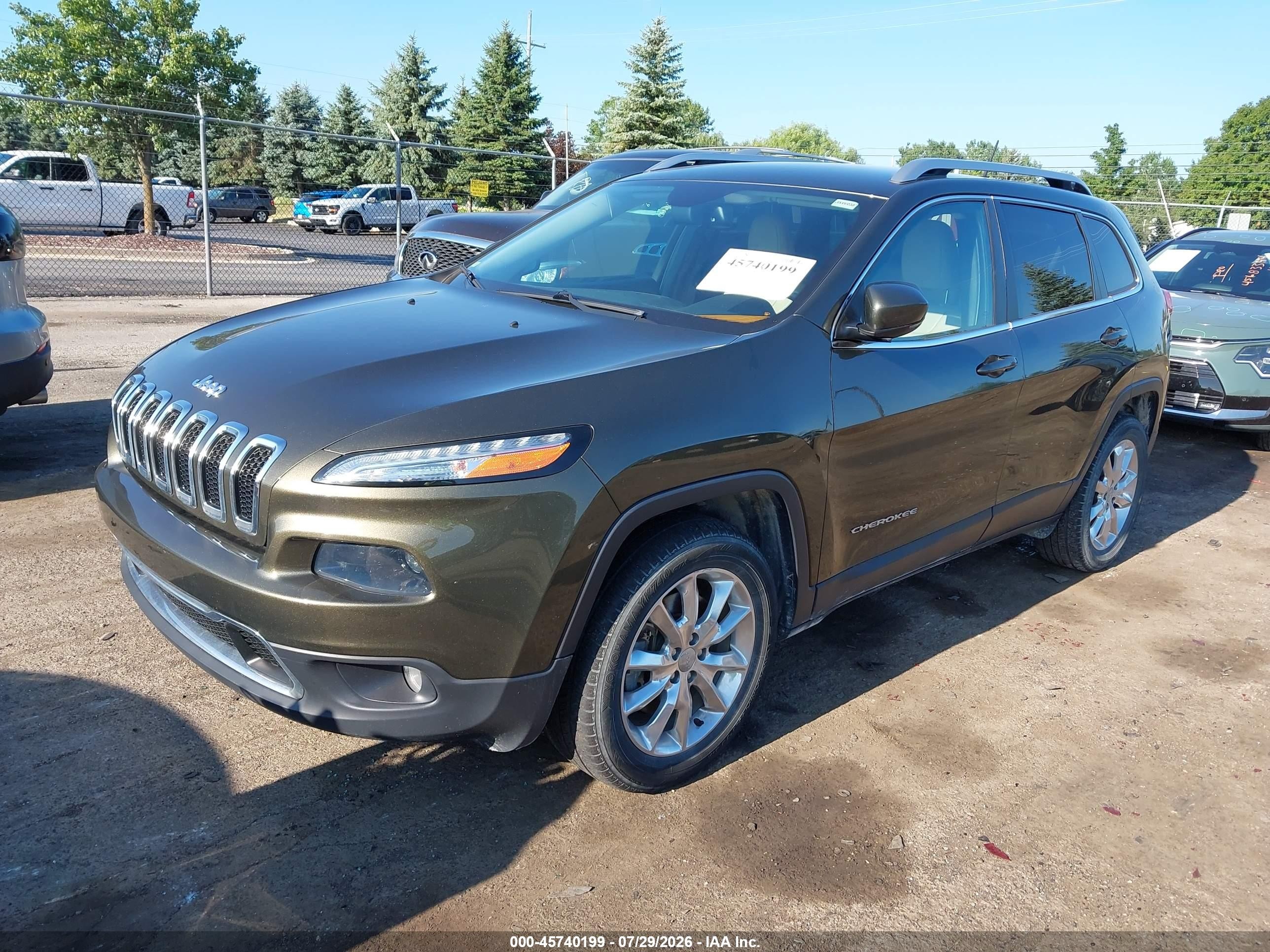 2015 Jeep Cherokee Limited Green vin: 1C4PJMDS1FW676008
