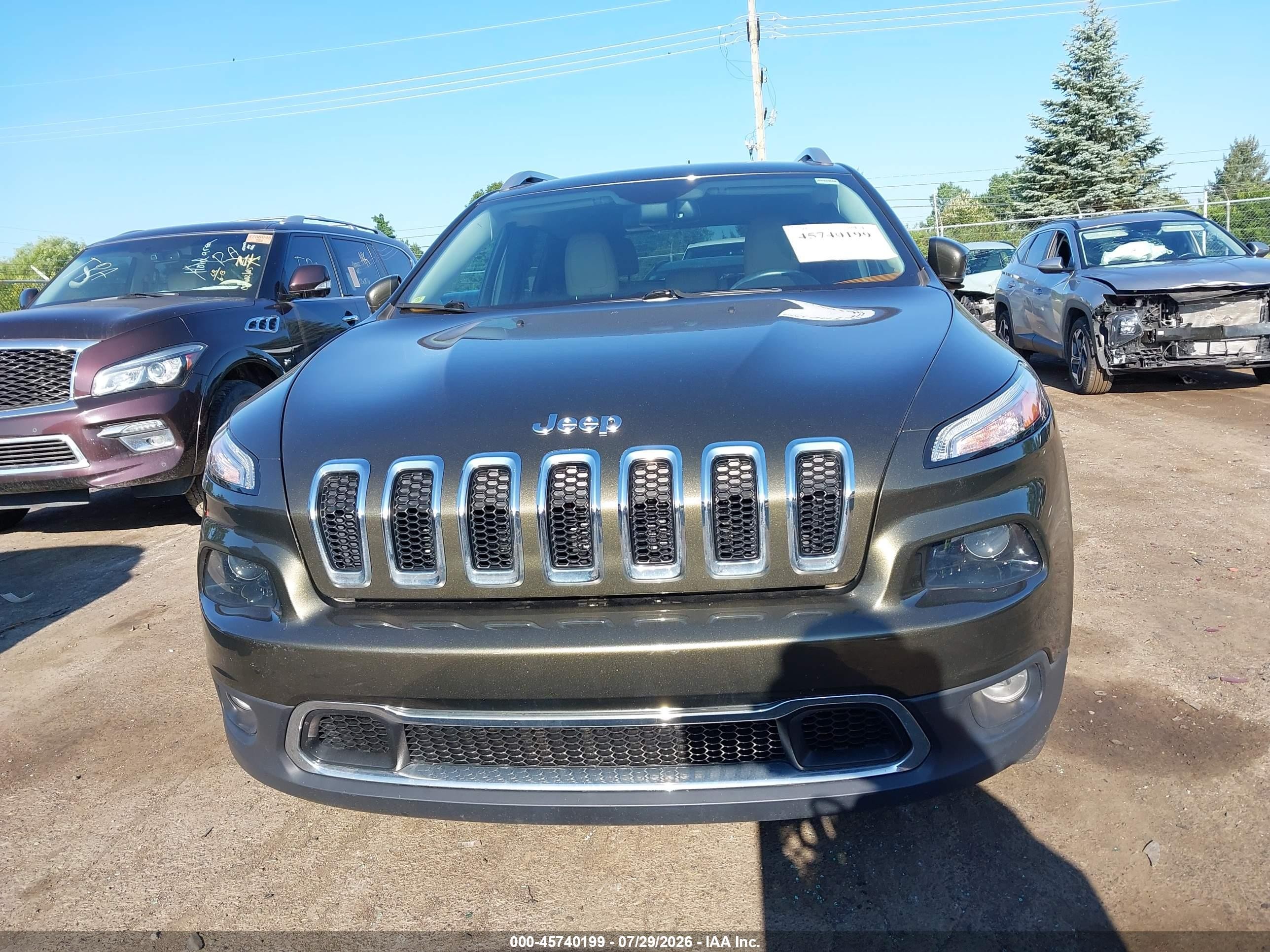 2015 Jeep Cherokee Limited Green vin: 1C4PJMDS1FW676008