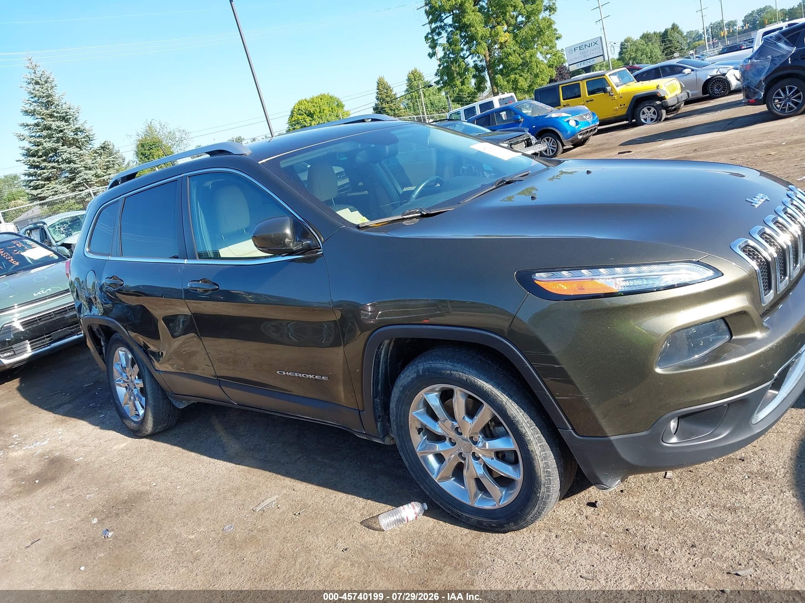2015 Jeep Cherokee Limited Green vin: 1C4PJMDS1FW676008