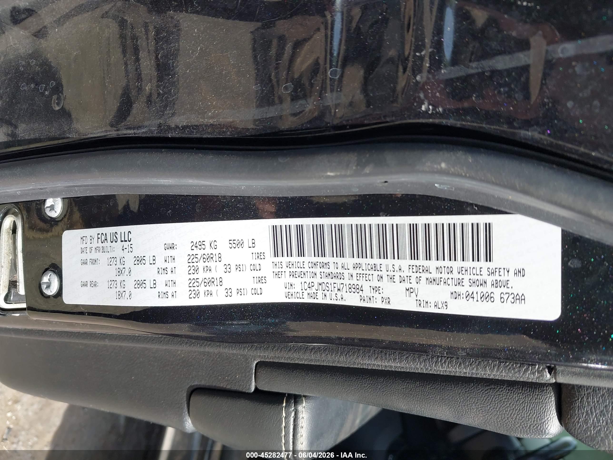 2015 Jeep Cherokee Limited Black vin: 1C4PJMDS1FW718984