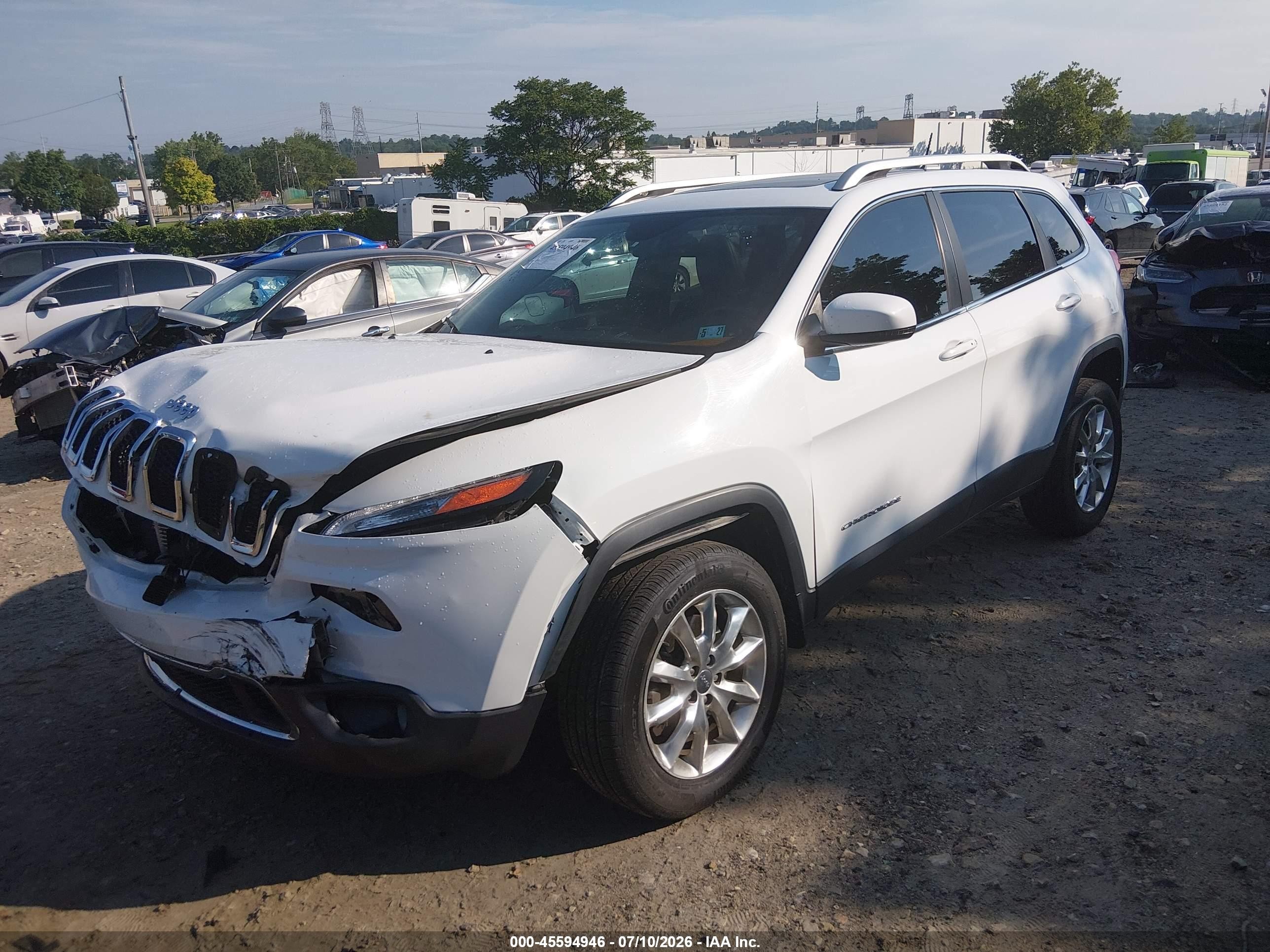 2015 Jeep Cherokee Limited White vin: 1C4PJMDS2FW502433