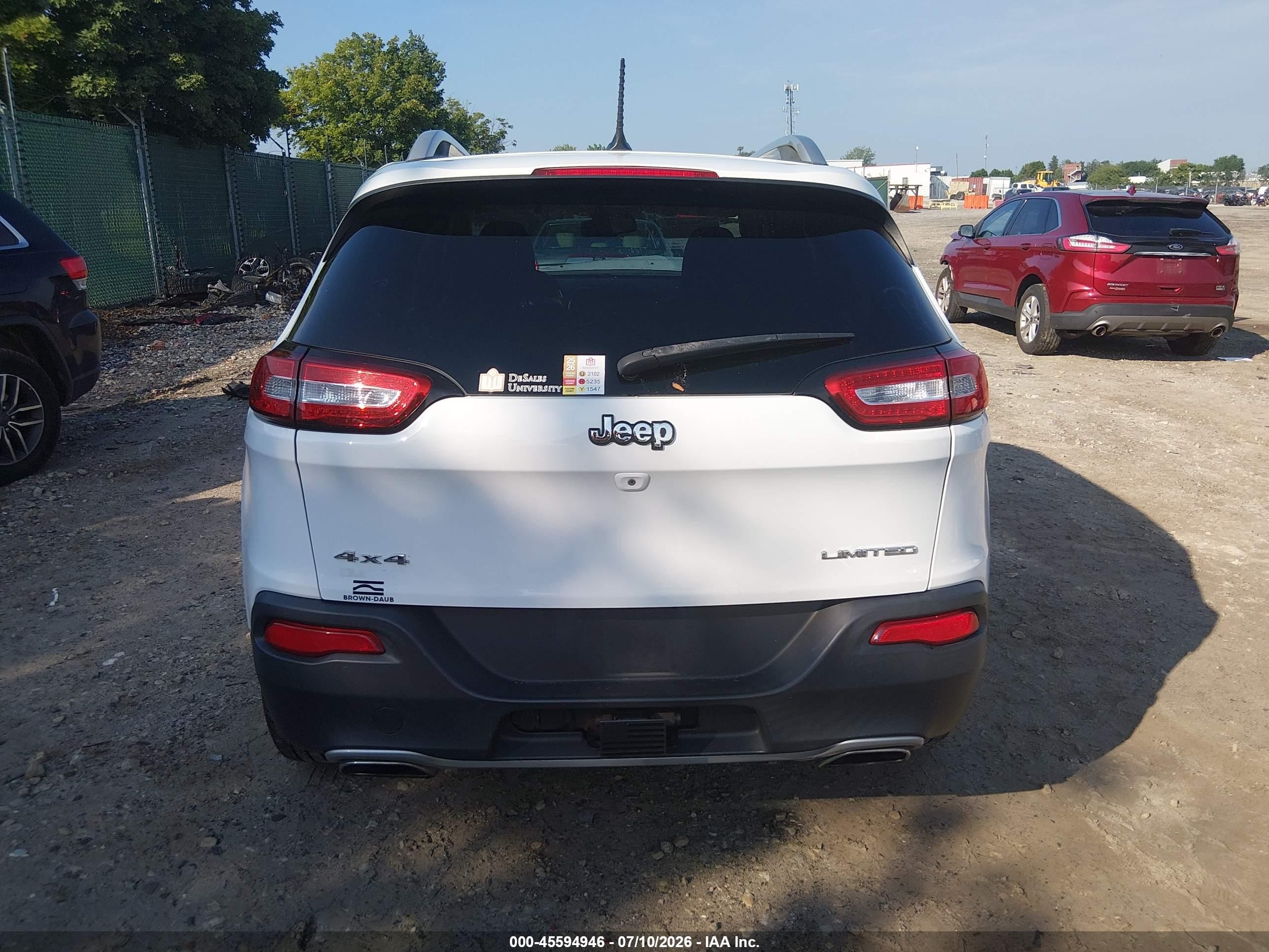 2015 Jeep Cherokee Limited White vin: 1C4PJMDS2FW502433