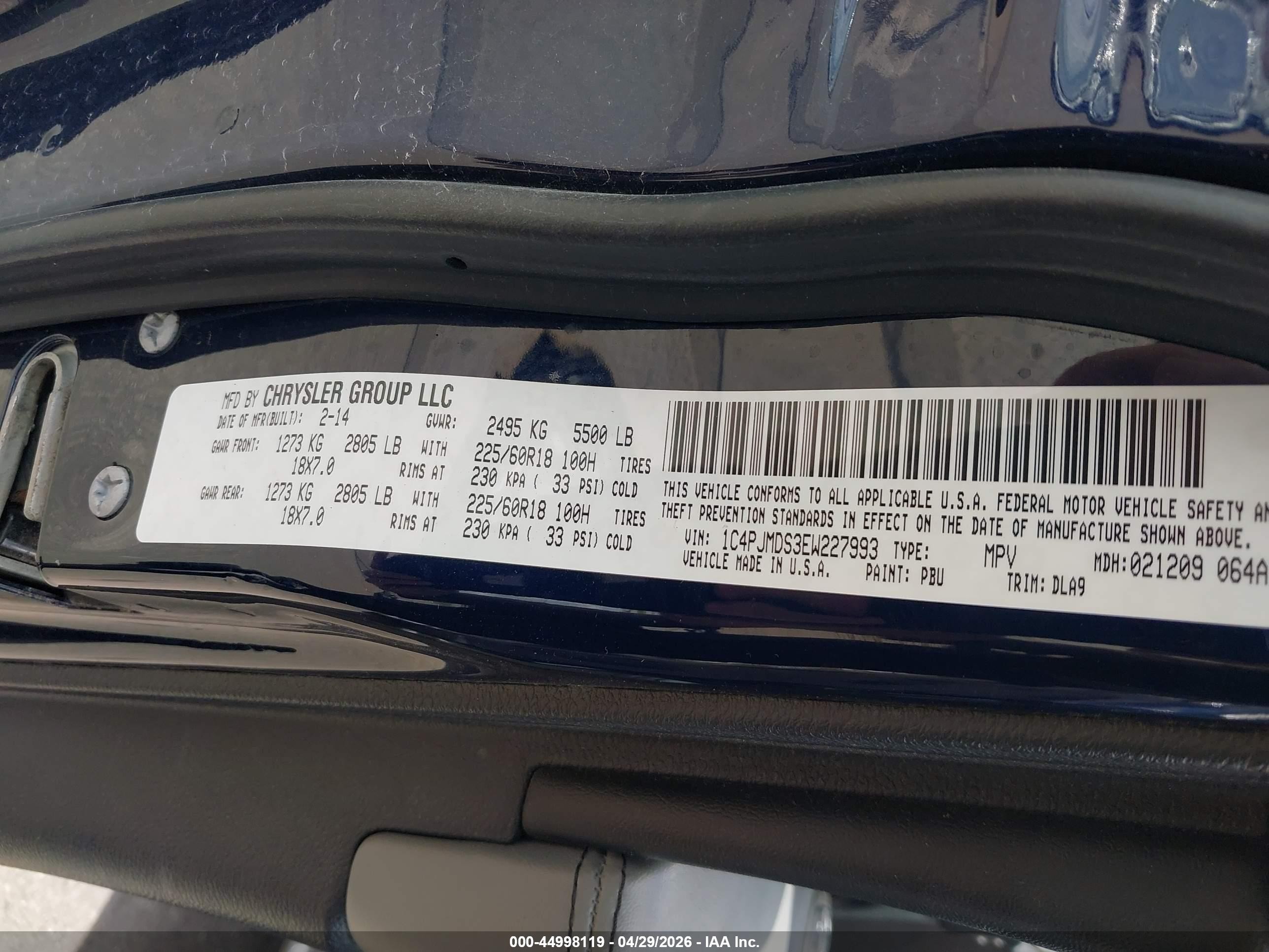 2014 Jeep Cherokee Limited Синий vin: 1C4PJMDS3EW227993