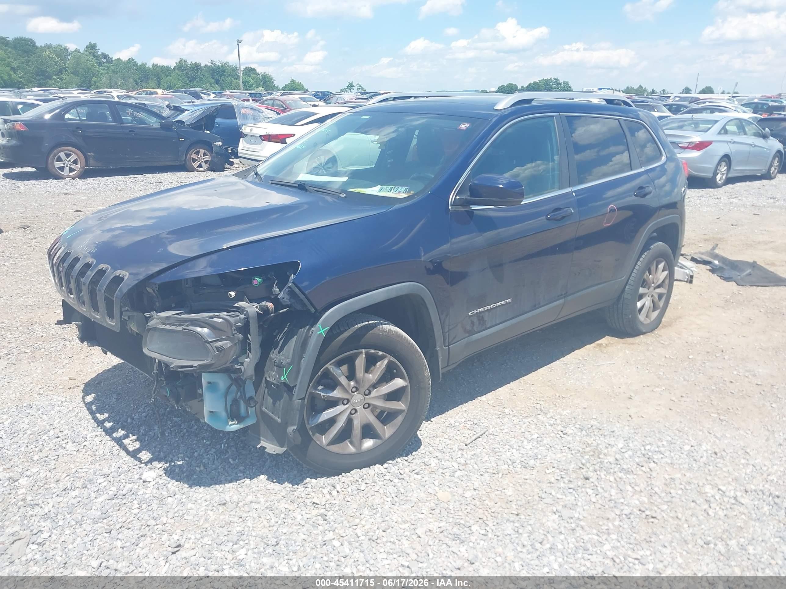 2014 Jeep Cherokee Limited Blue vin: 1C4PJMDS3EW276952