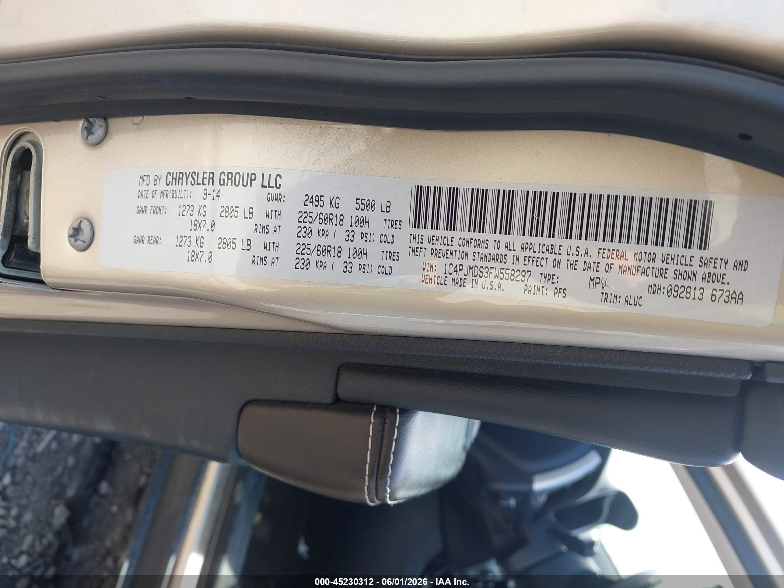 2015 Jeep Cherokee Limited Gold vin: 1C4PJMDS3FW558297