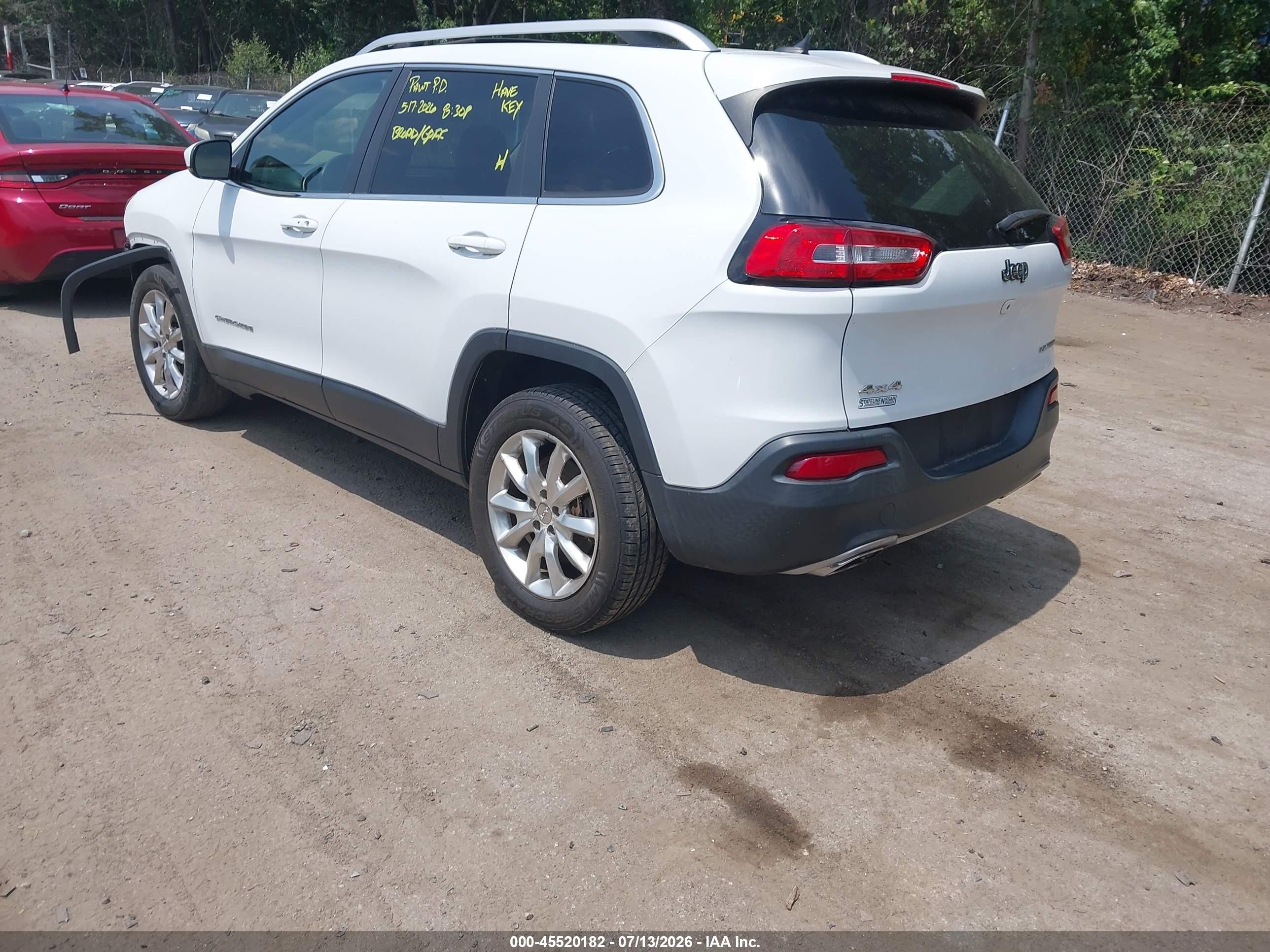 2015 Jeep Cherokee Limited White vin: 1C4PJMDS4FW510534