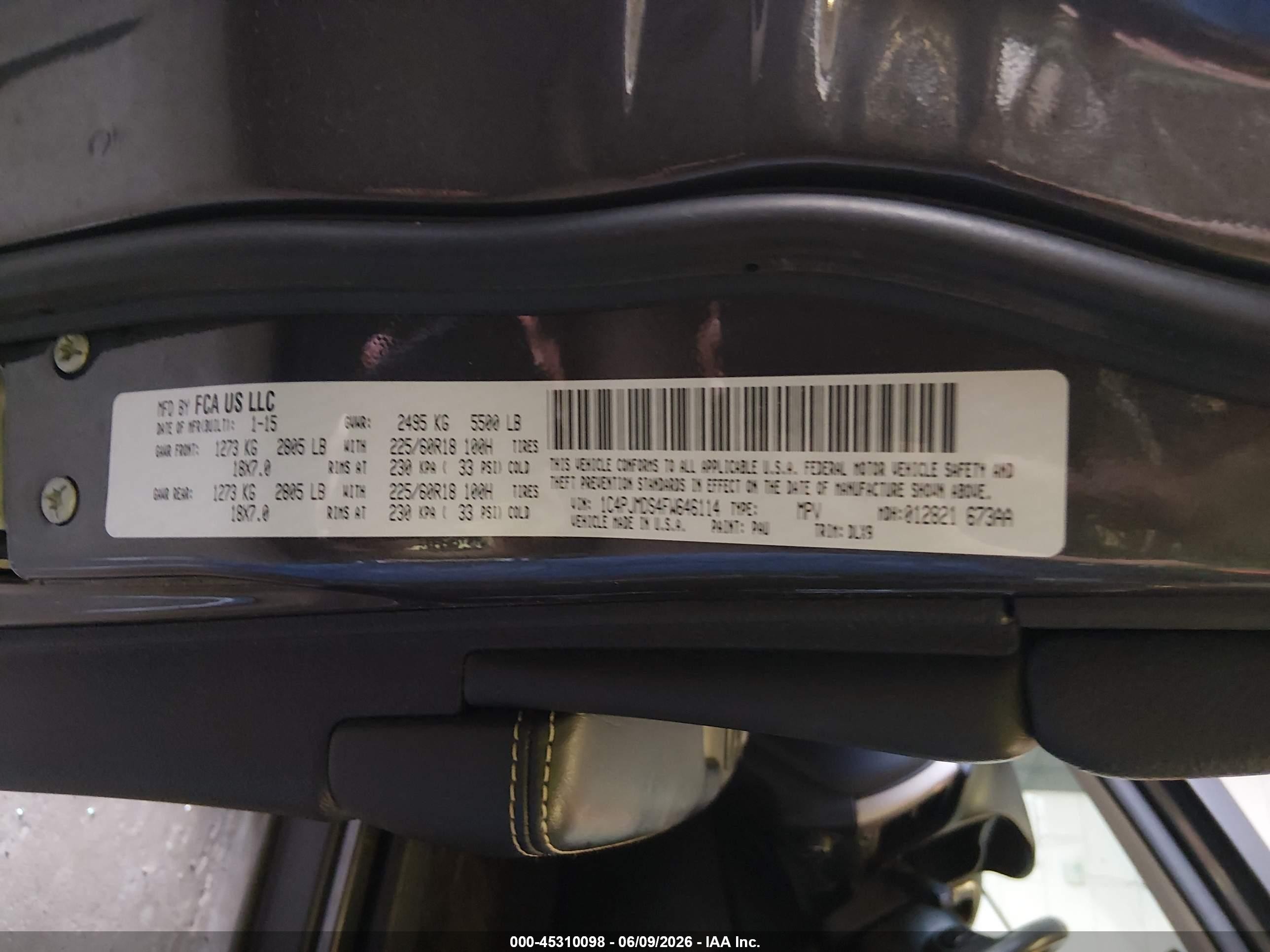 2015 Jeep Cherokee Limited Black vin: 1C4PJMDS4FW646114
