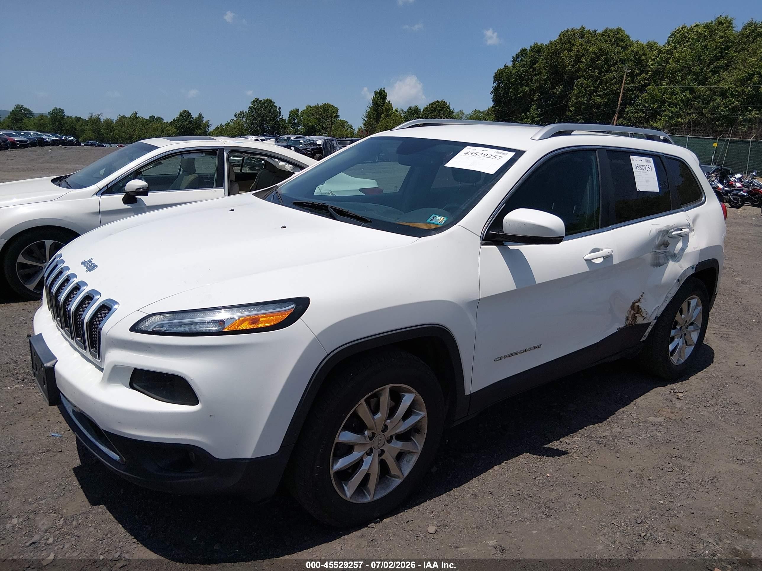 2015 Jeep Cherokee Limited White vin: 1C4PJMDS4FW675242