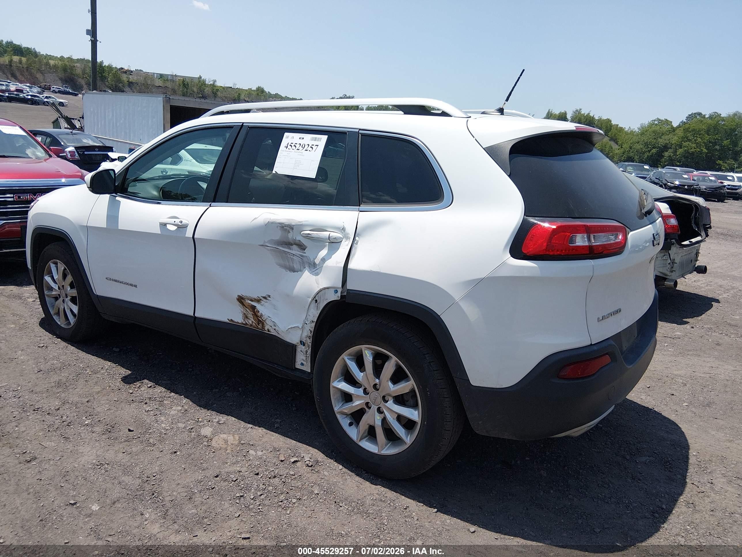 2015 Jeep Cherokee Limited White vin: 1C4PJMDS4FW675242
