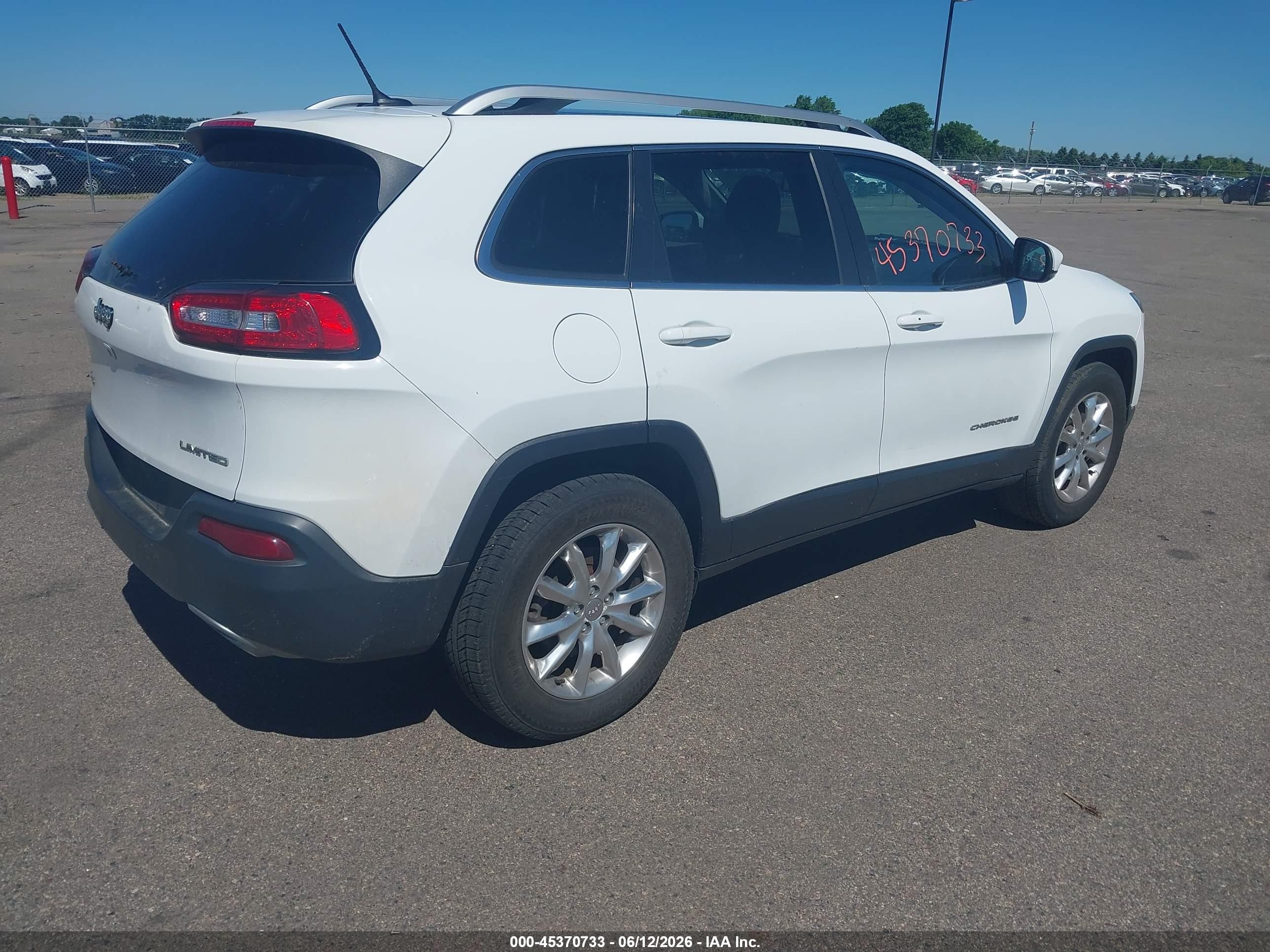 2015 Jeep Cherokee Limited White vin: 1C4PJMDS4FW688783