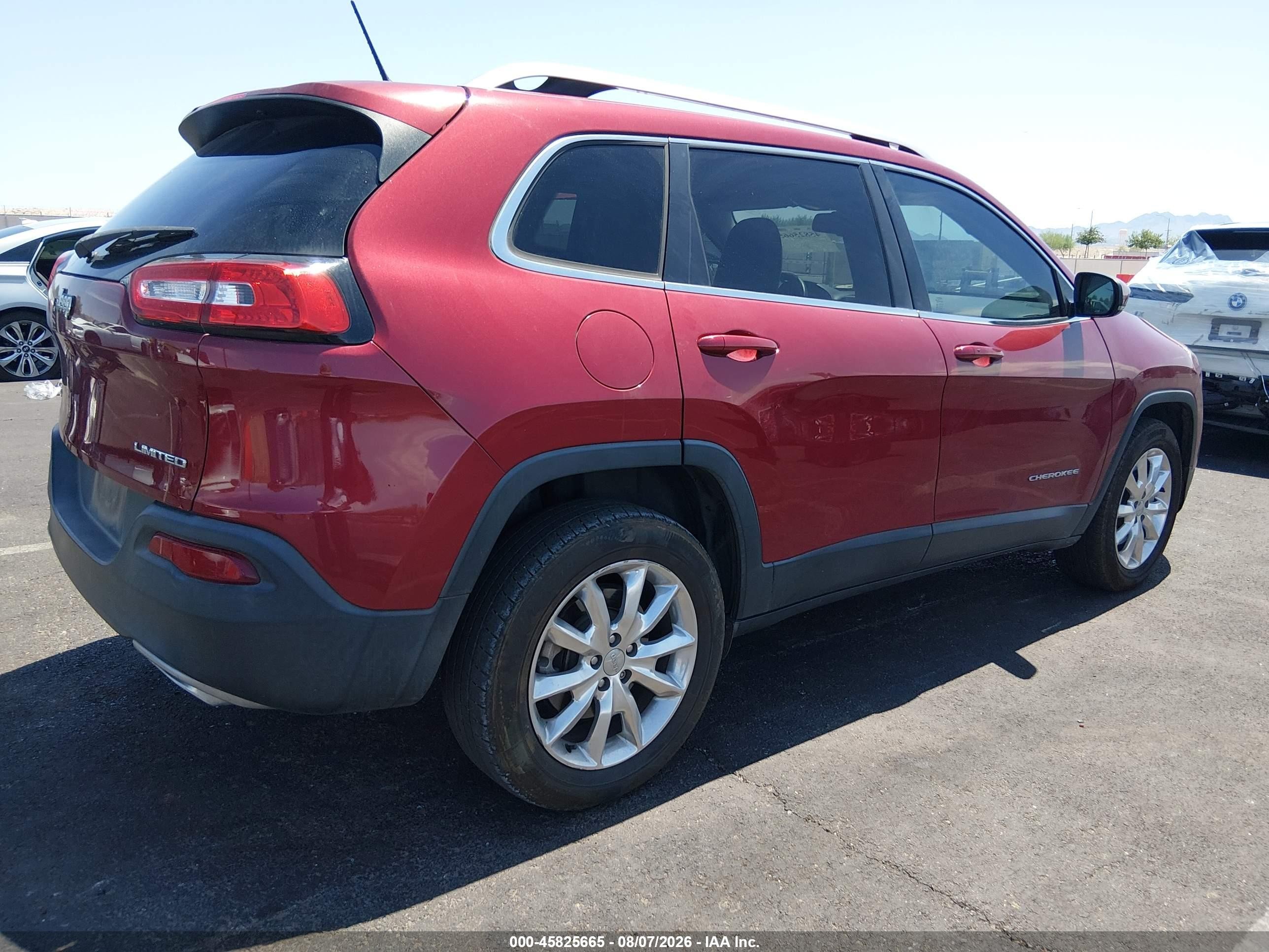 2015 Jeep Cherokee Limited Burgundy vin: 1C4PJMDS4FW739862