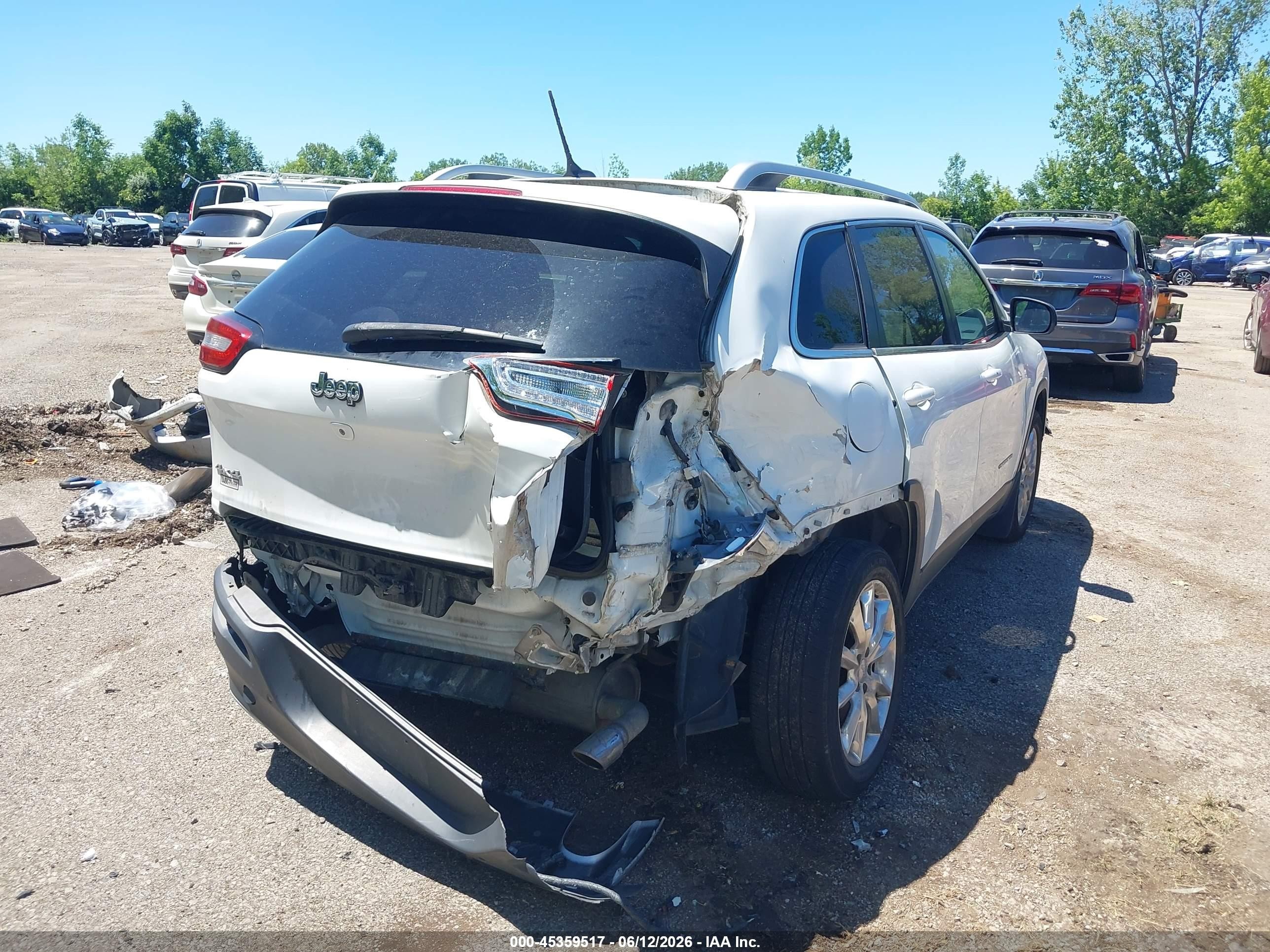 2014 Jeep Cherokee Limited White vin: 1C4PJMDS5EW134392