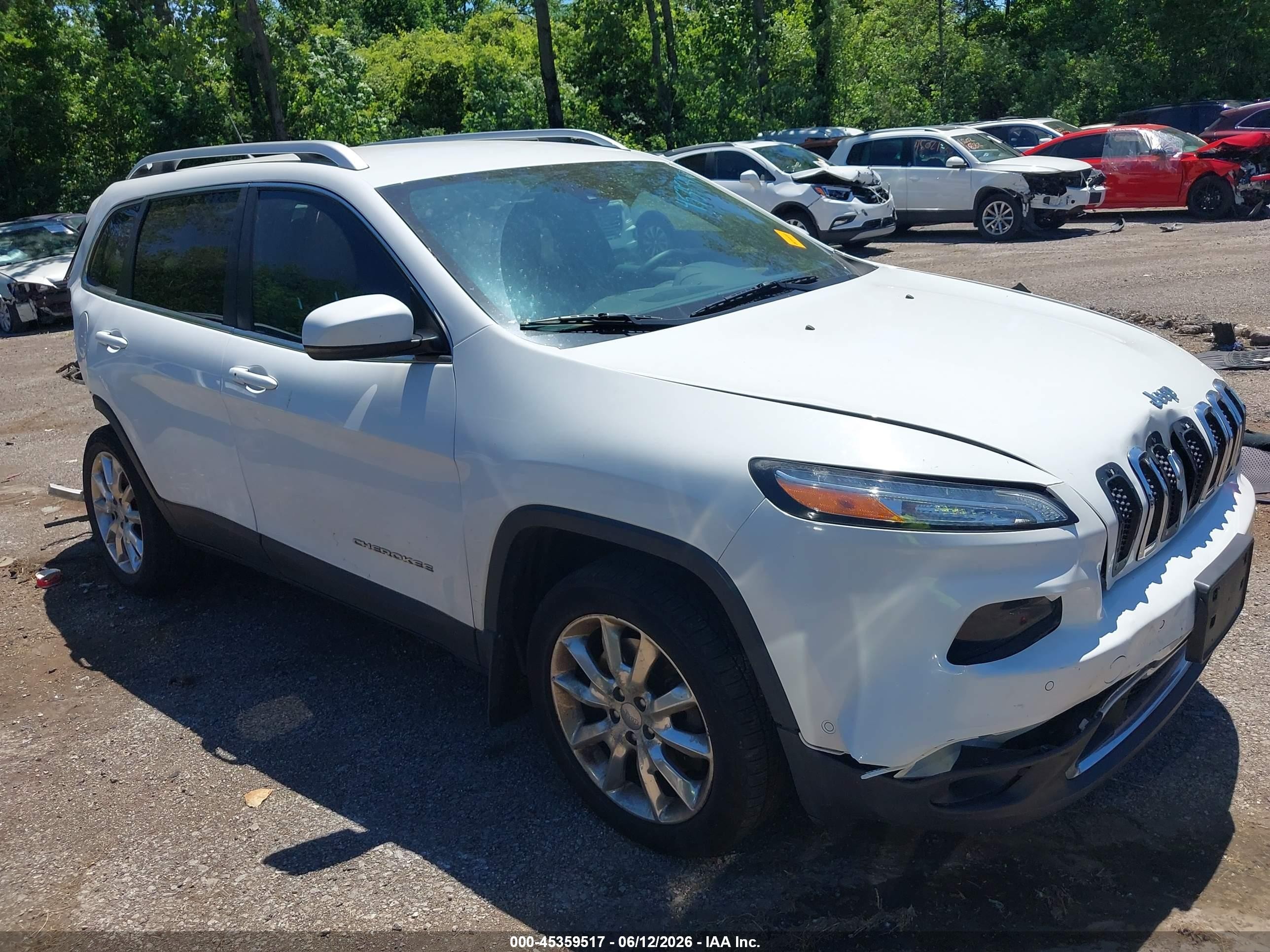 2014 Jeep Cherokee Limited White vin: 1C4PJMDS5EW134392