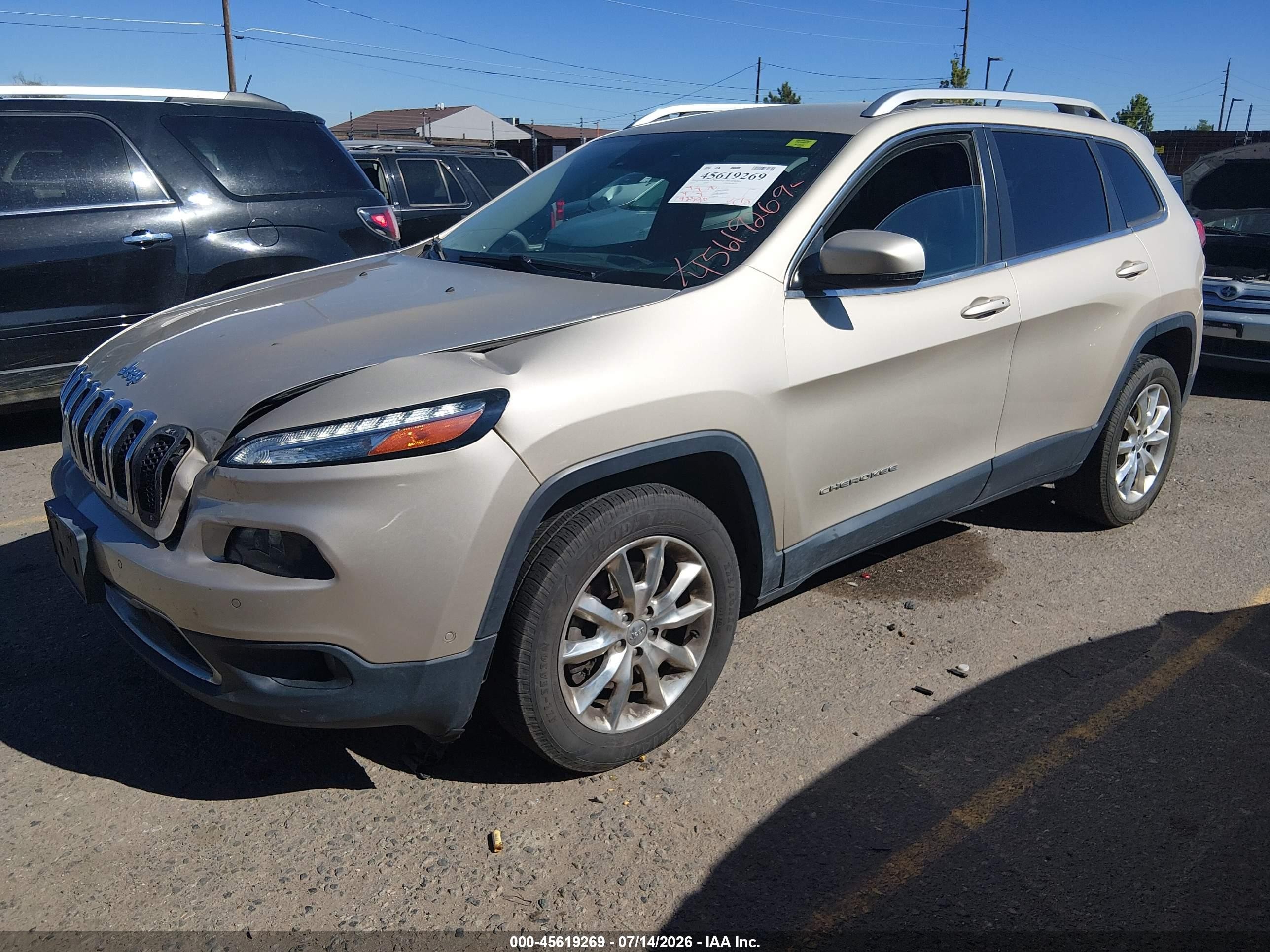 2014 Jeep Cherokee Limited Gold vin: 1C4PJMDS5EW240986