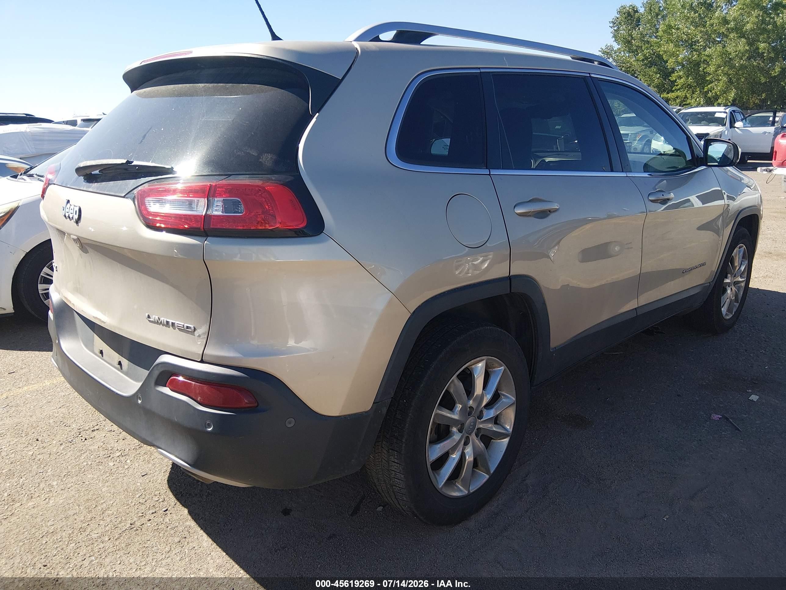 2014 Jeep Cherokee Limited Gold vin: 1C4PJMDS5EW240986