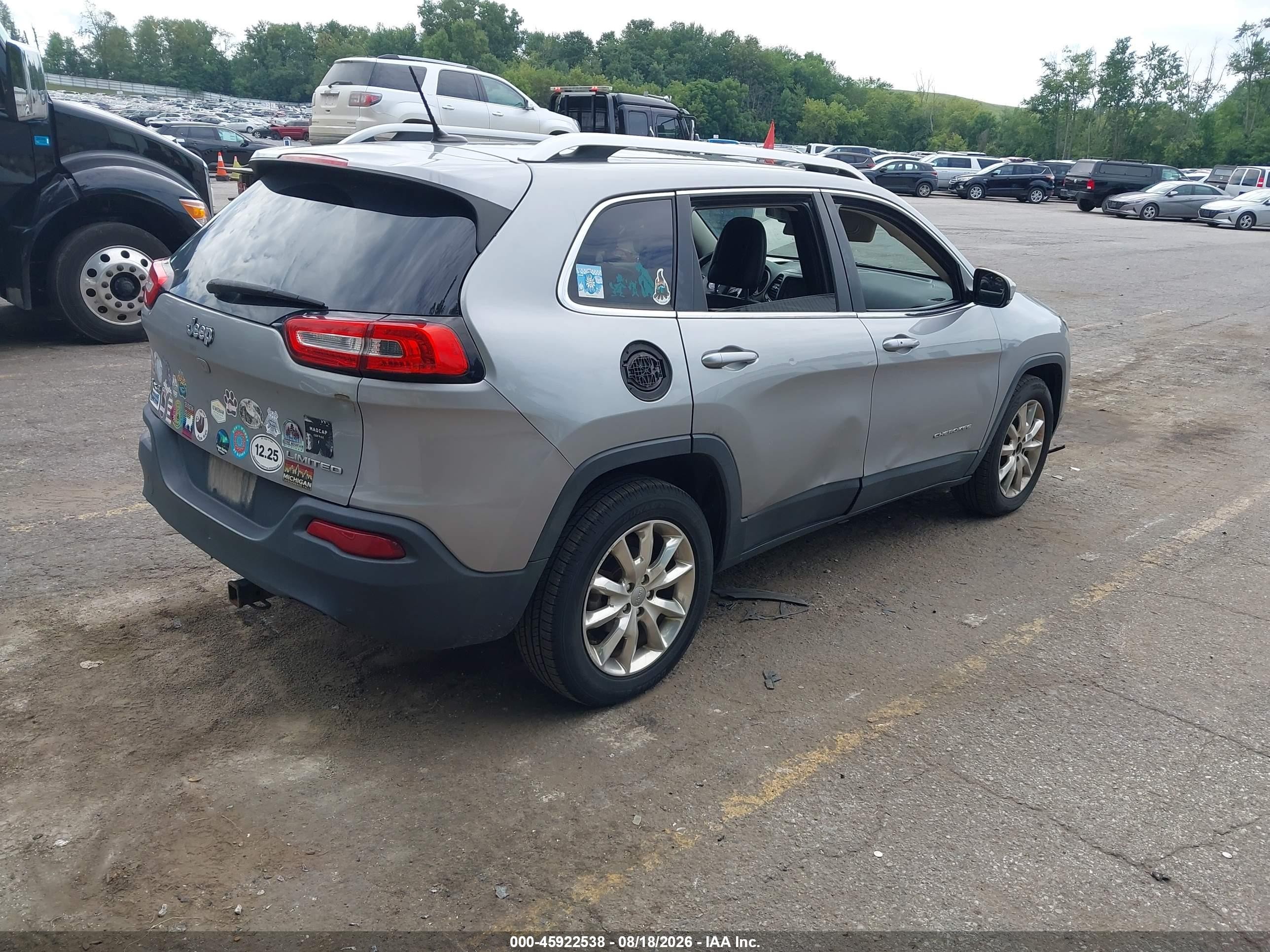 2015 Jeep Cherokee Limited Gray vin: 1C4PJMDS5FW522904