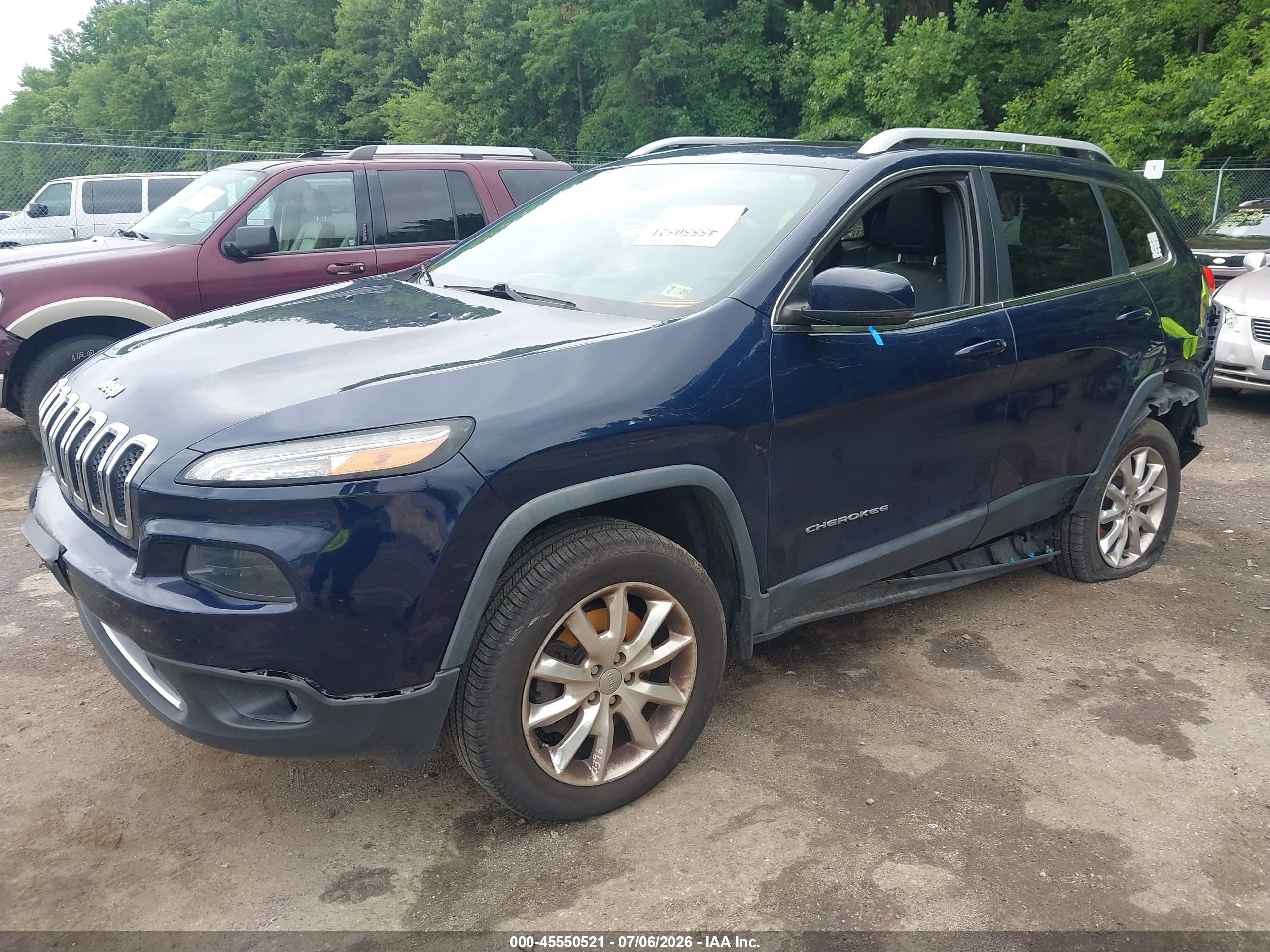 2015 Jeep Cherokee Limited Blue vin: 1C4PJMDS5FW667537