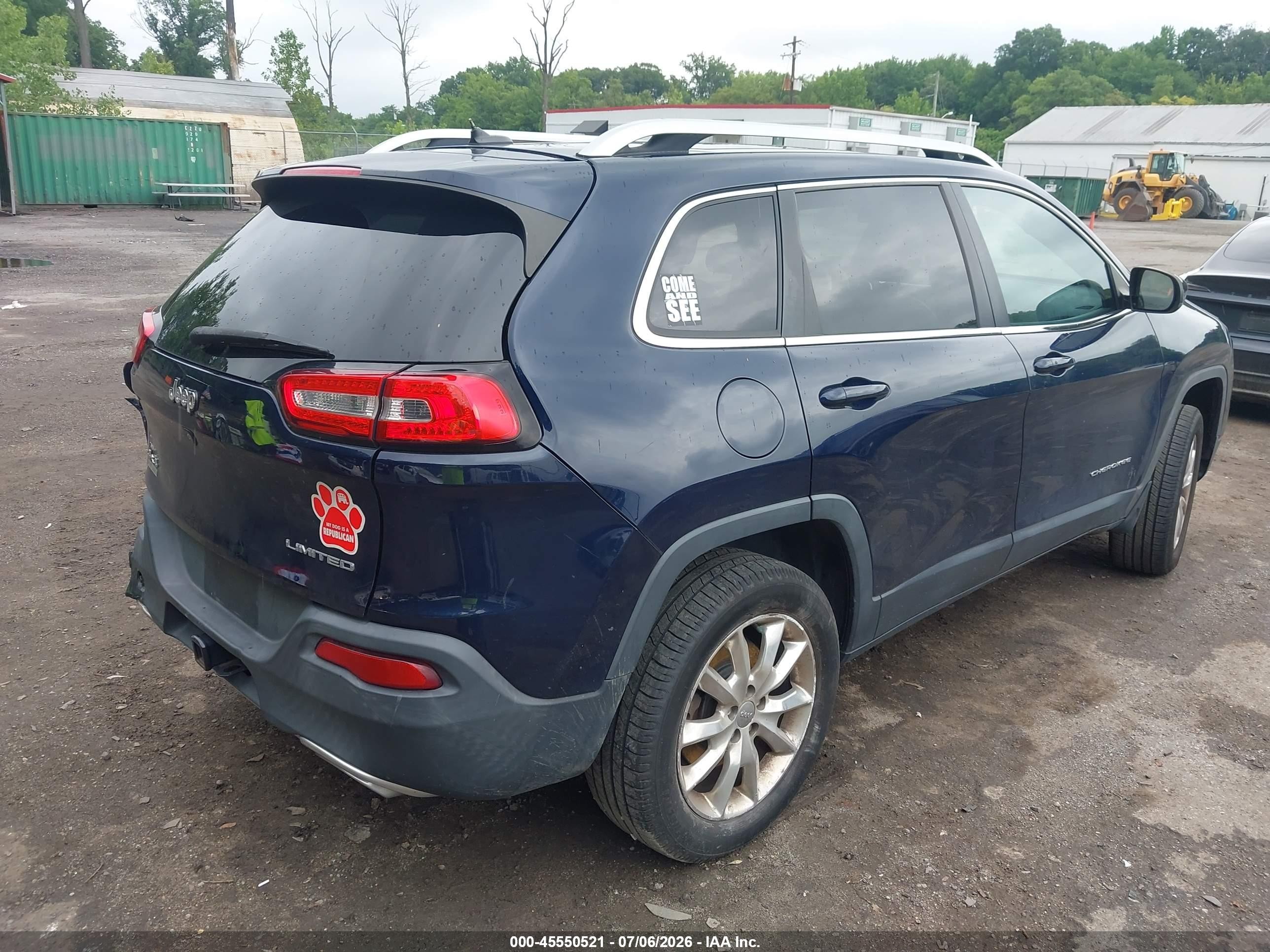 2015 Jeep Cherokee Limited Blue vin: 1C4PJMDS5FW667537