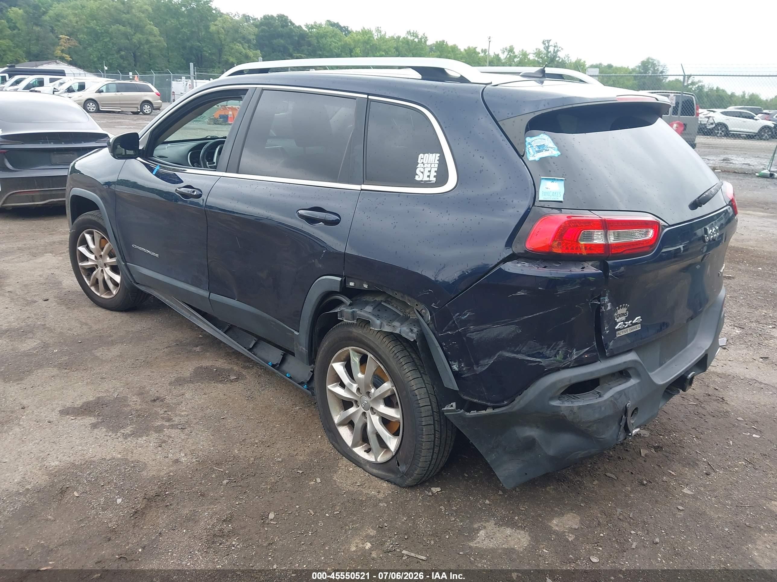 2015 Jeep Cherokee Limited Blue vin: 1C4PJMDS5FW667537