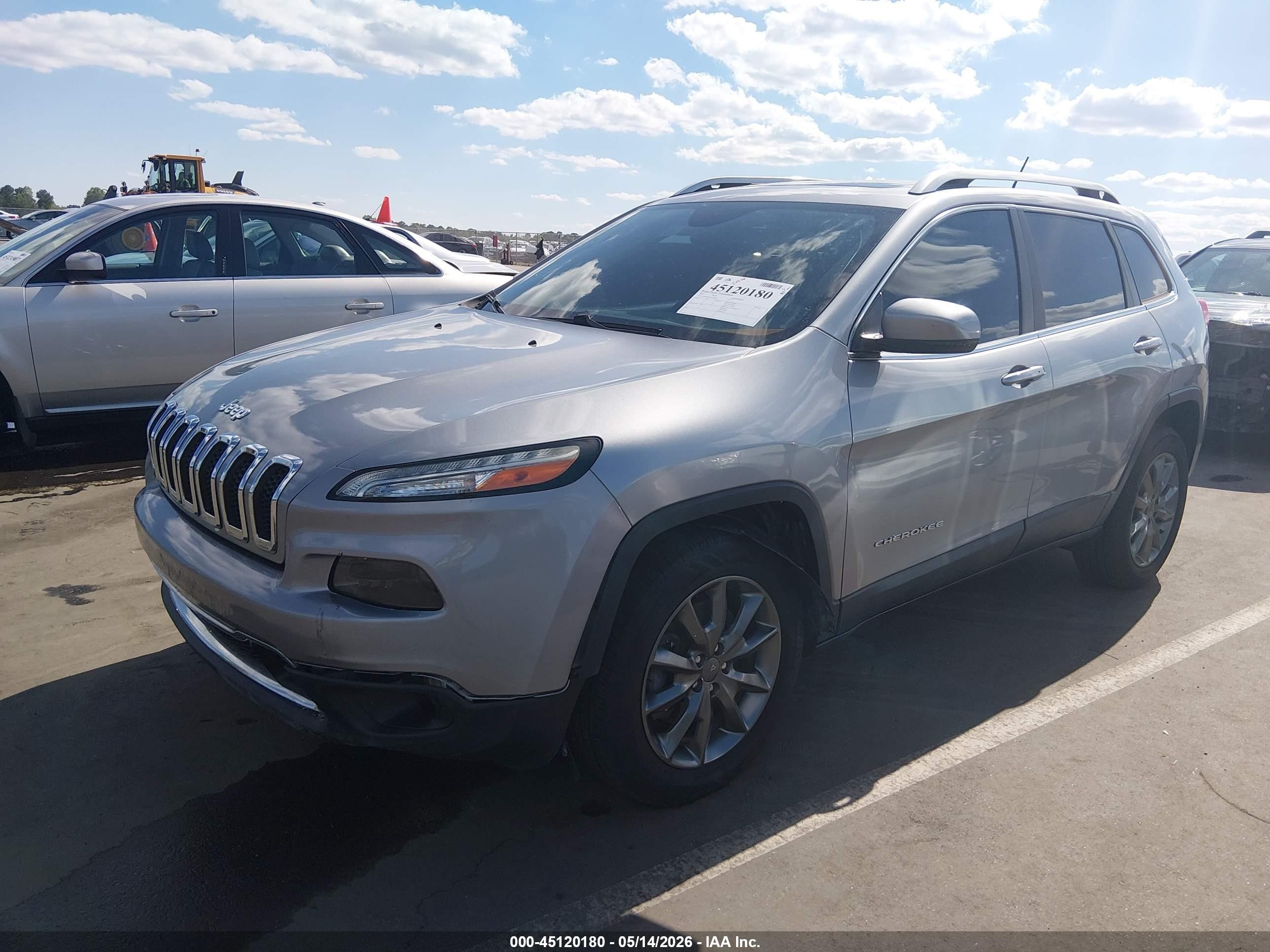 2015 Jeep Cherokee Limited Silver vin: 1C4PJMDS5FW706076