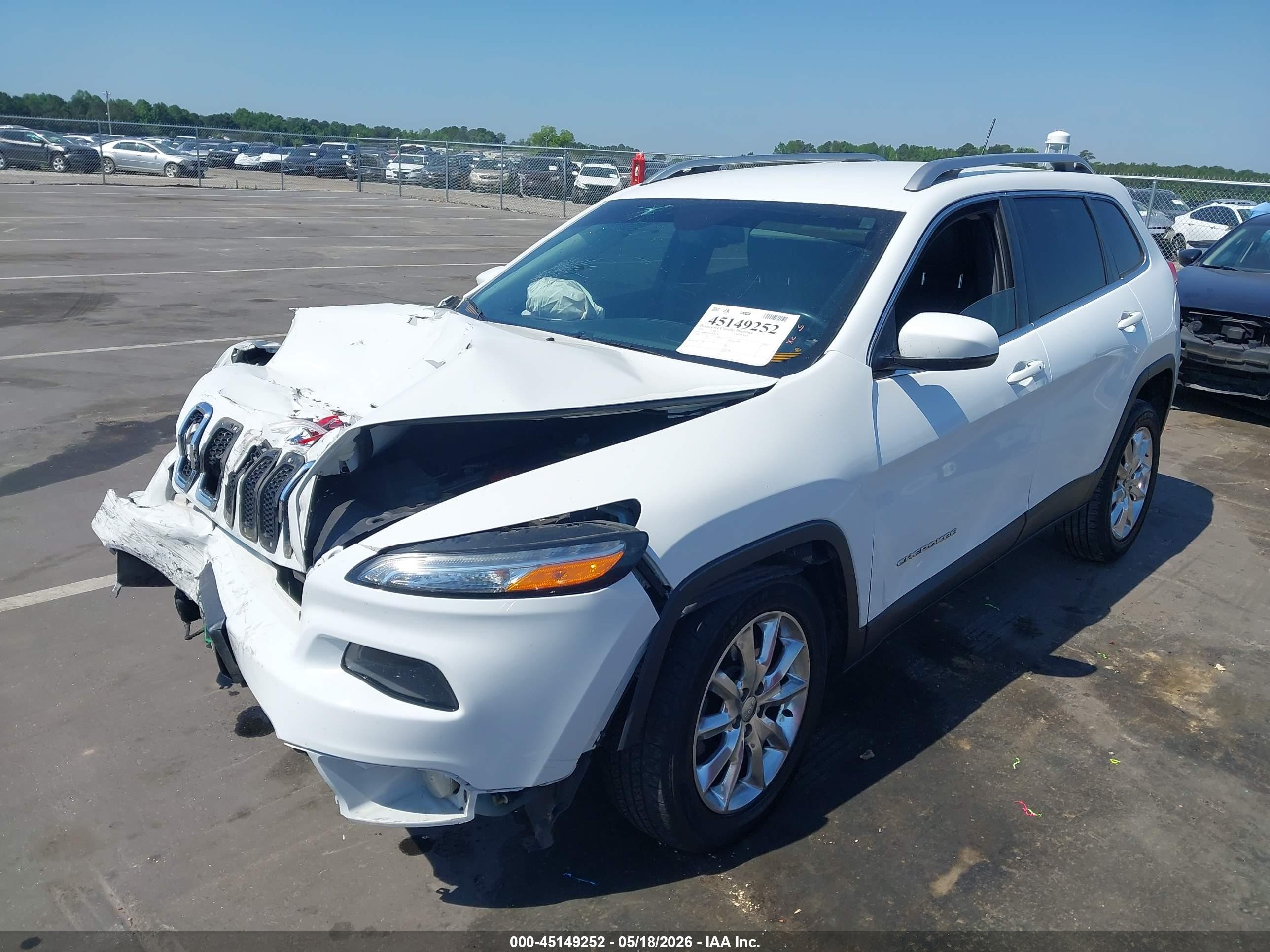 2015 Jeep Cherokee Limited White vin: 1C4PJMDS5FW765581