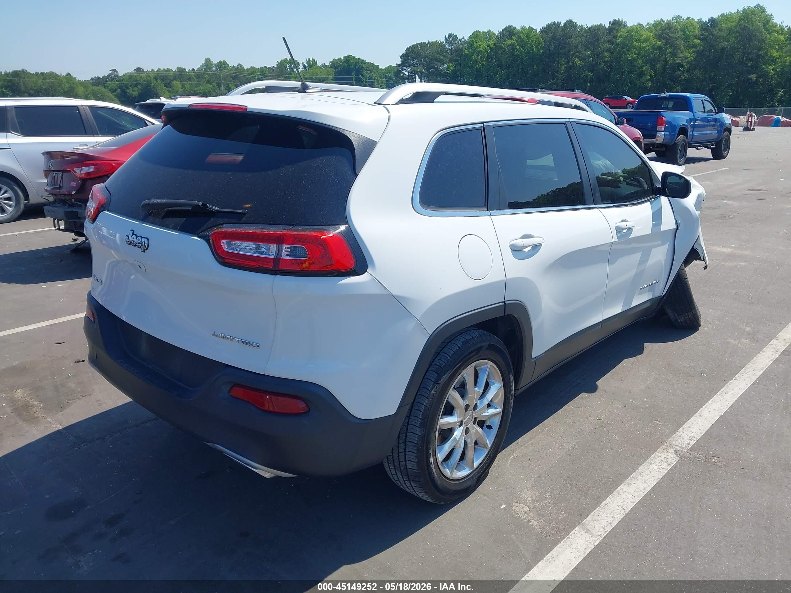 2015 Jeep Cherokee Limited White vin: 1C4PJMDS5FW765581