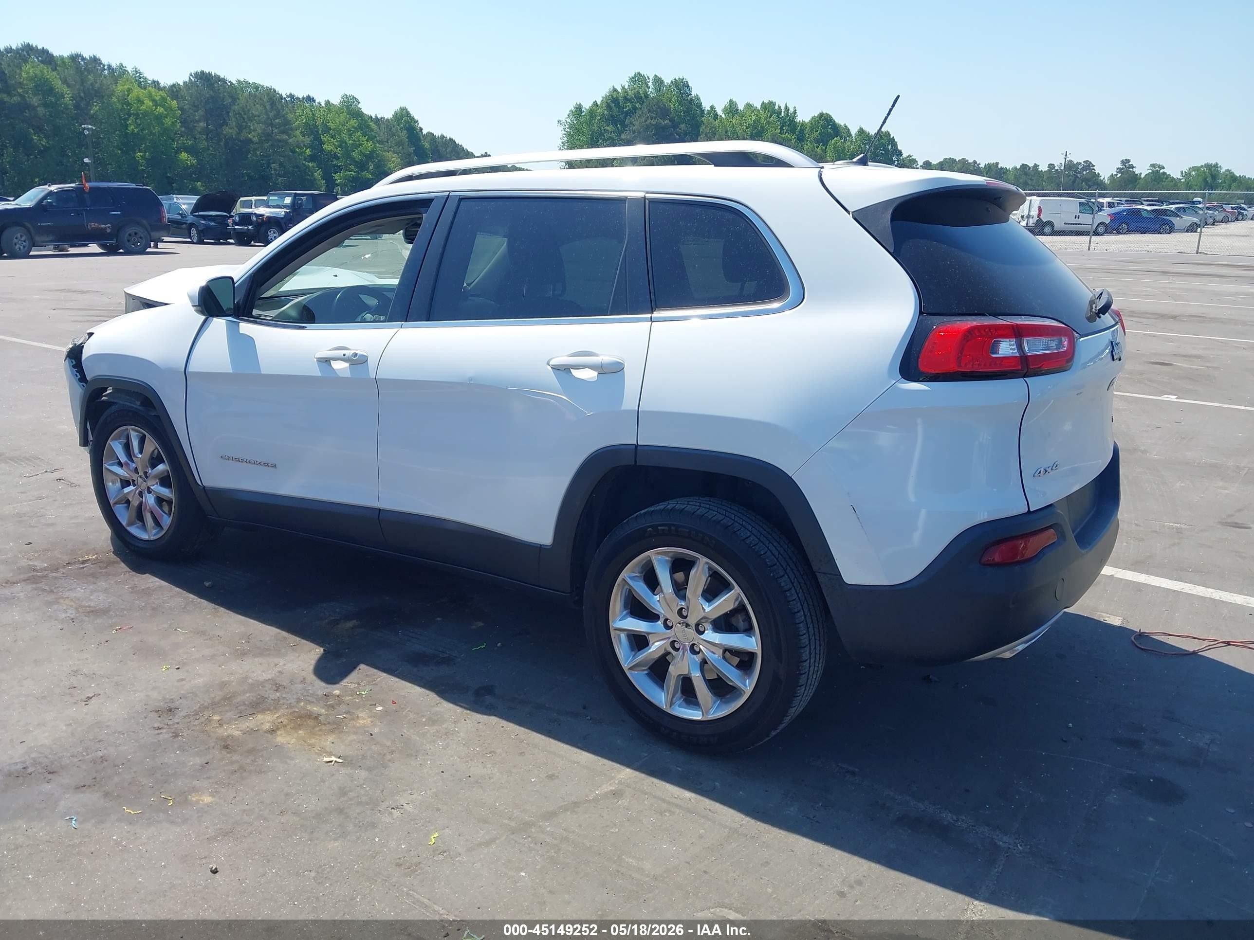 2015 Jeep Cherokee Limited White vin: 1C4PJMDS5FW765581