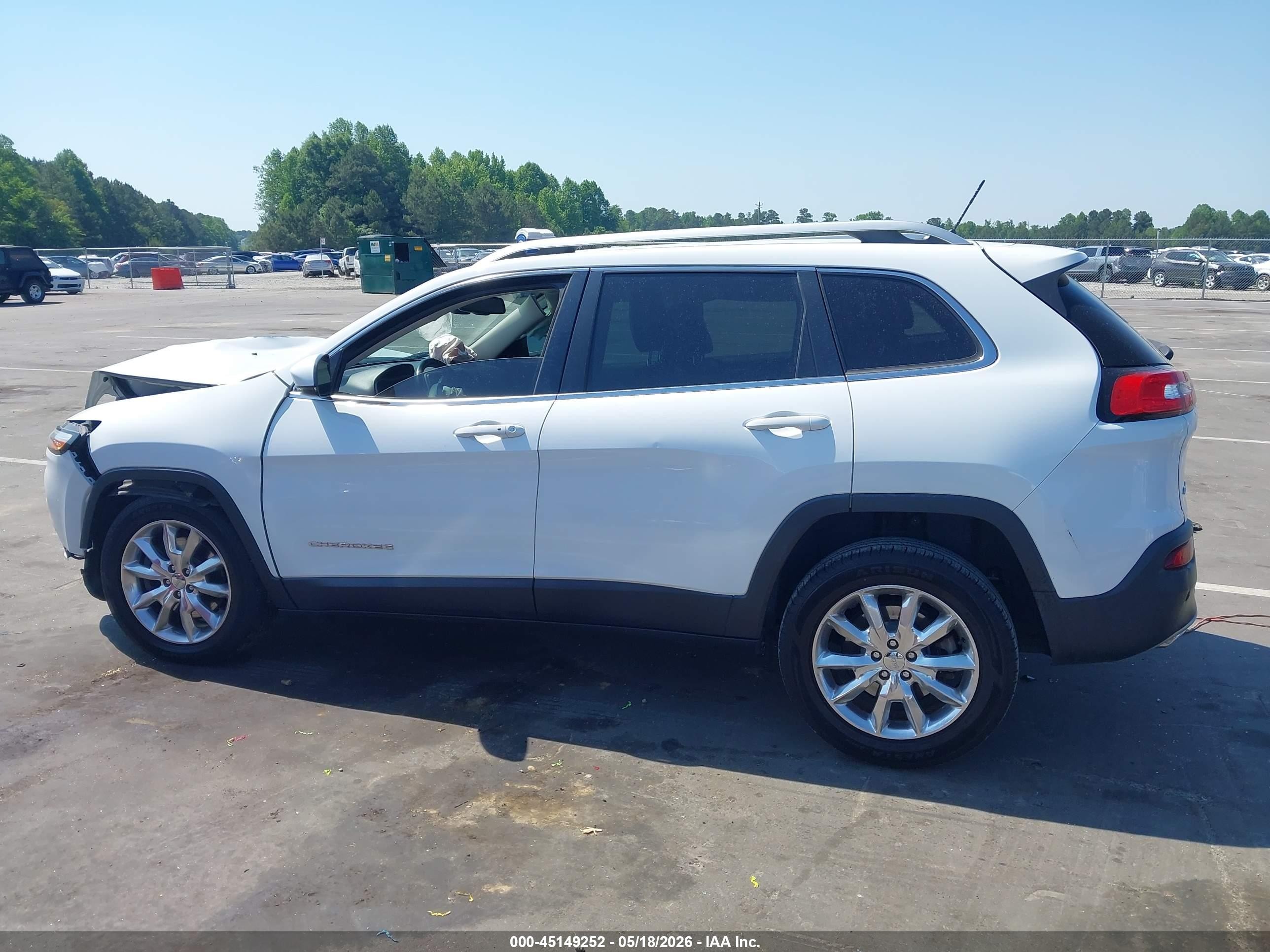 2015 Jeep Cherokee Limited White vin: 1C4PJMDS5FW765581
