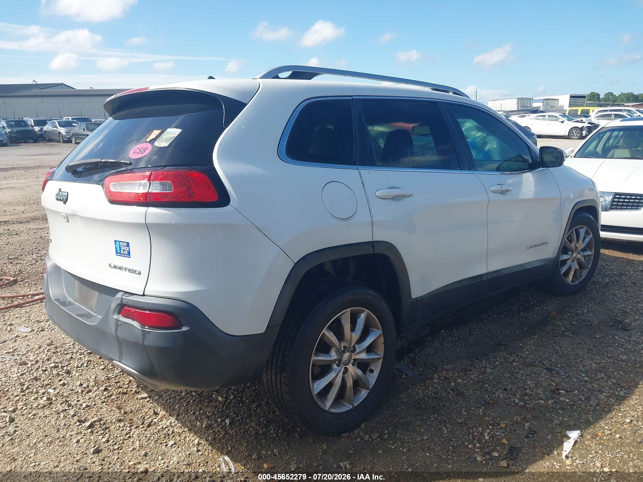2015 Jeep Cherokee Limited White vin: 1C4PJMDS6FW640265