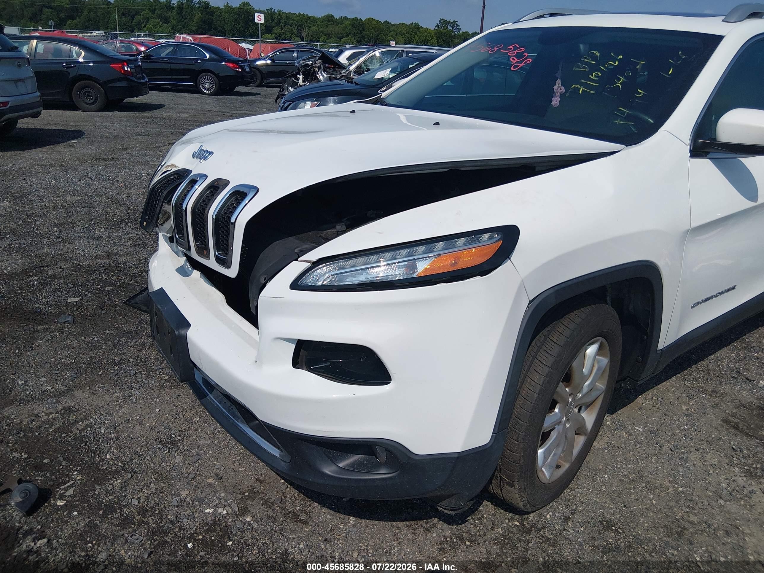 2015 Jeep Cherokee Limited White vin: 1C4PJMDS6FW727499
