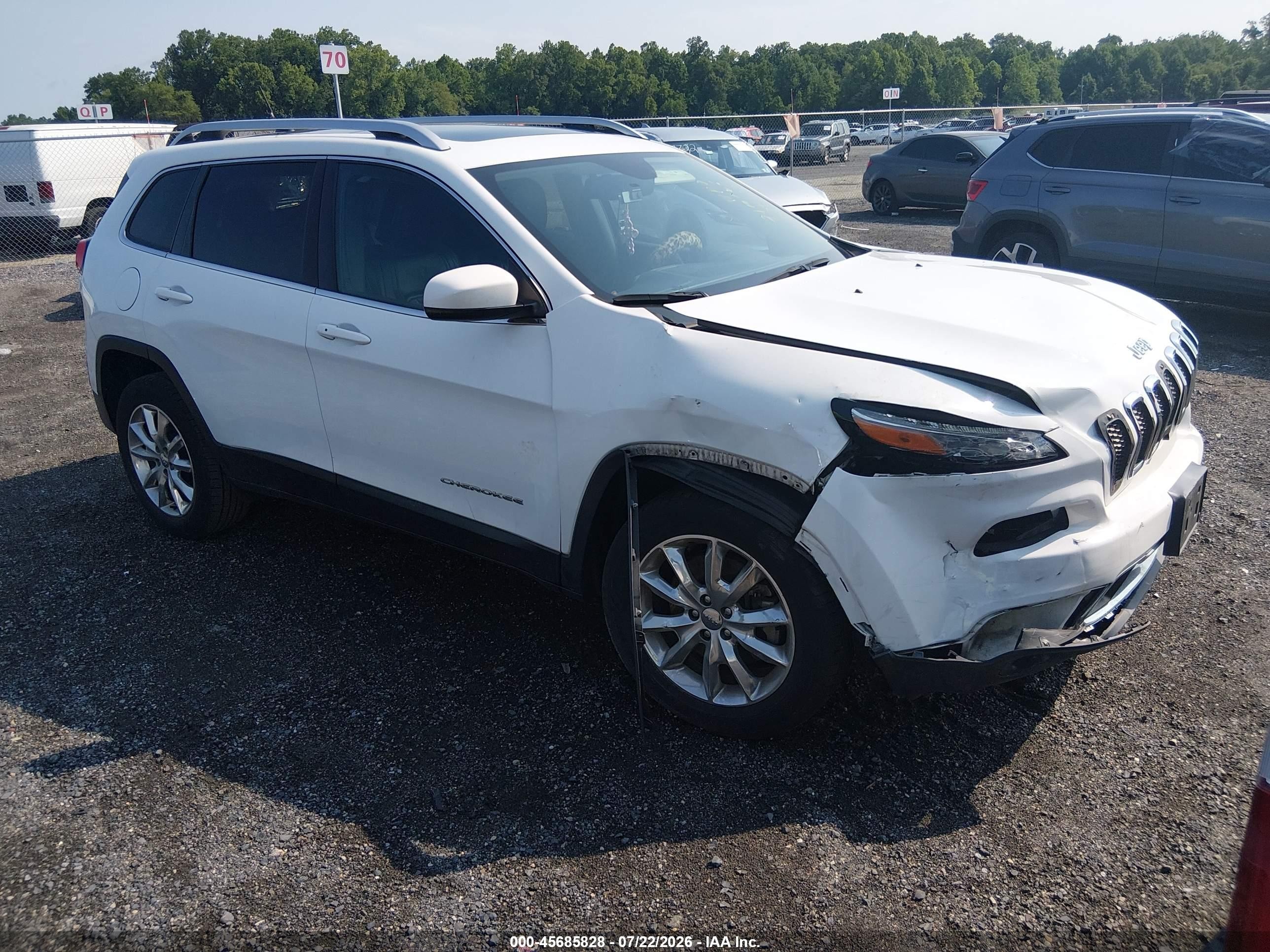 2015 Jeep Cherokee Limited White vin: 1C4PJMDS6FW727499