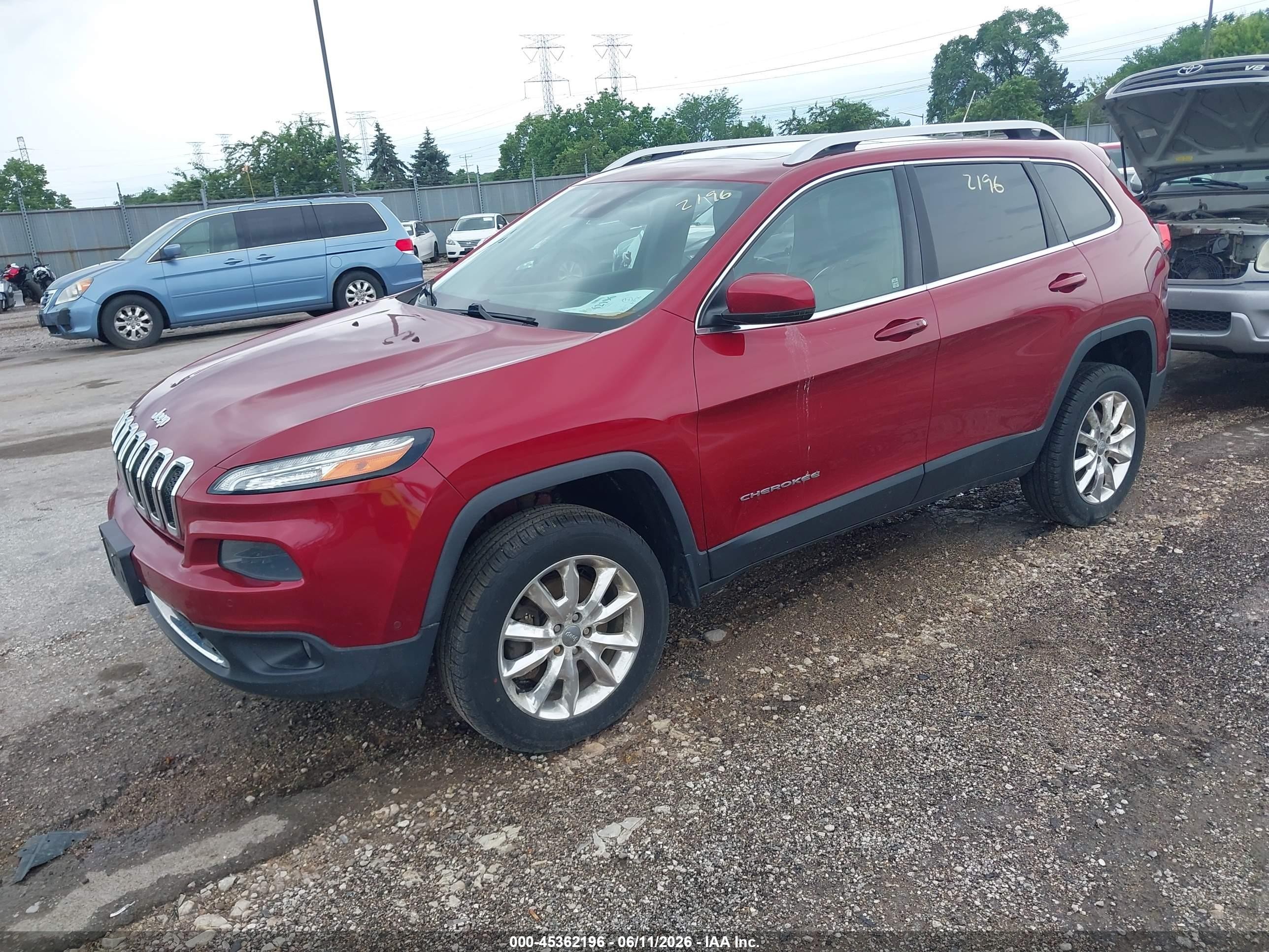 2014 Jeep Cherokee Limited Бордовый vin: 1C4PJMDS8EW196577