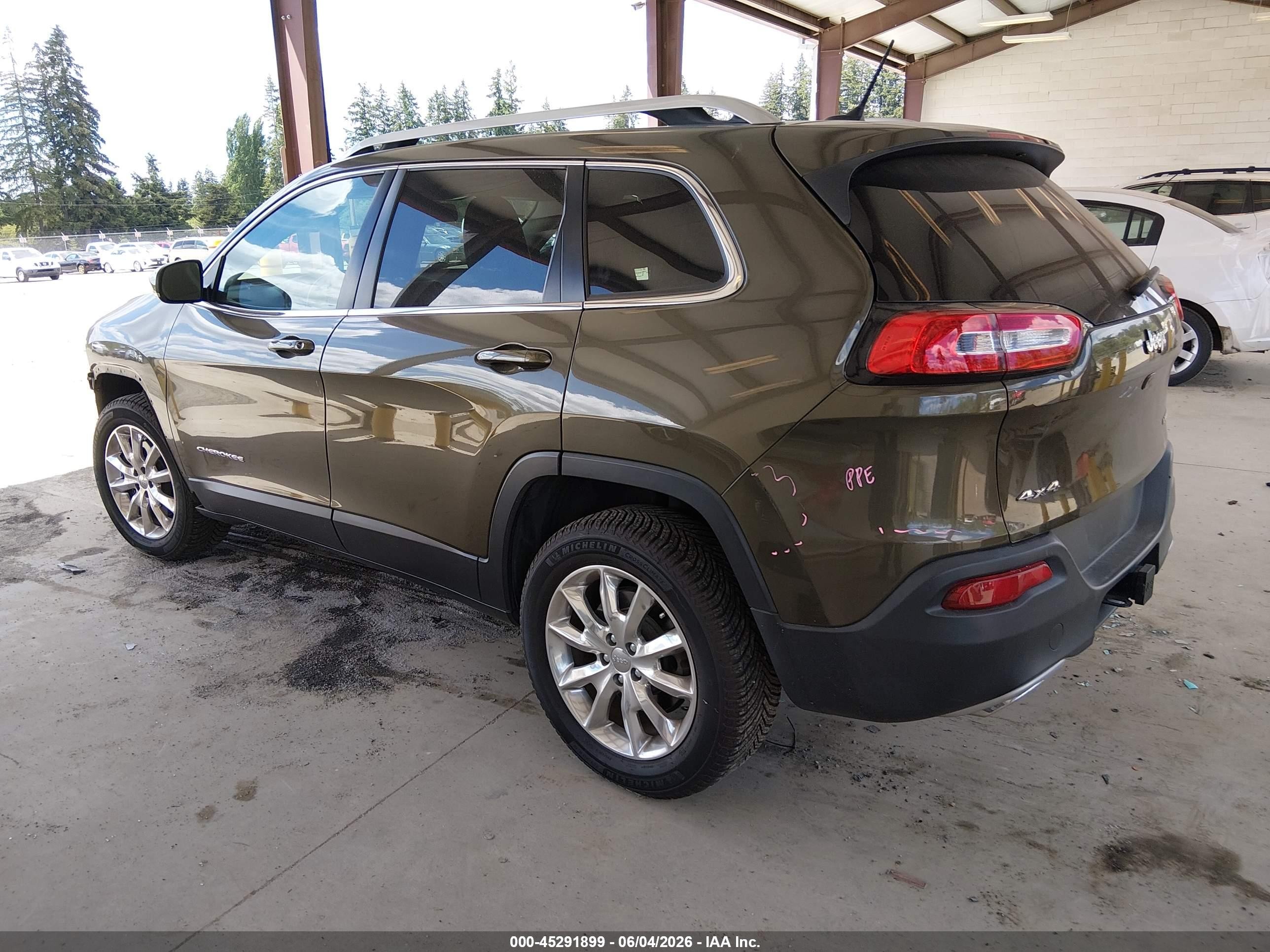 2015 Jeep Cherokee Limited Green vin: 1C4PJMDS8FW544508