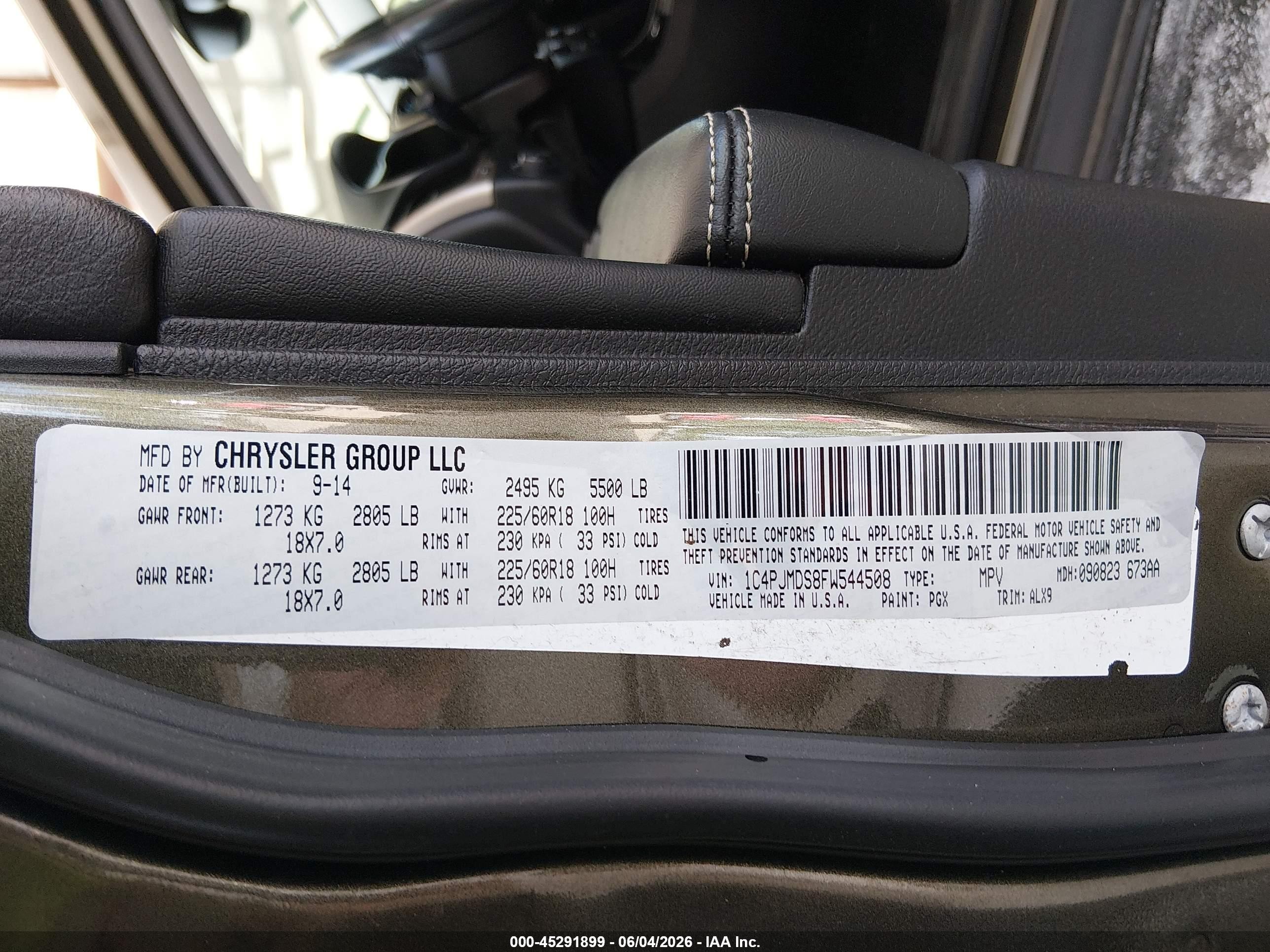 2015 Jeep Cherokee Limited Green vin: 1C4PJMDS8FW544508