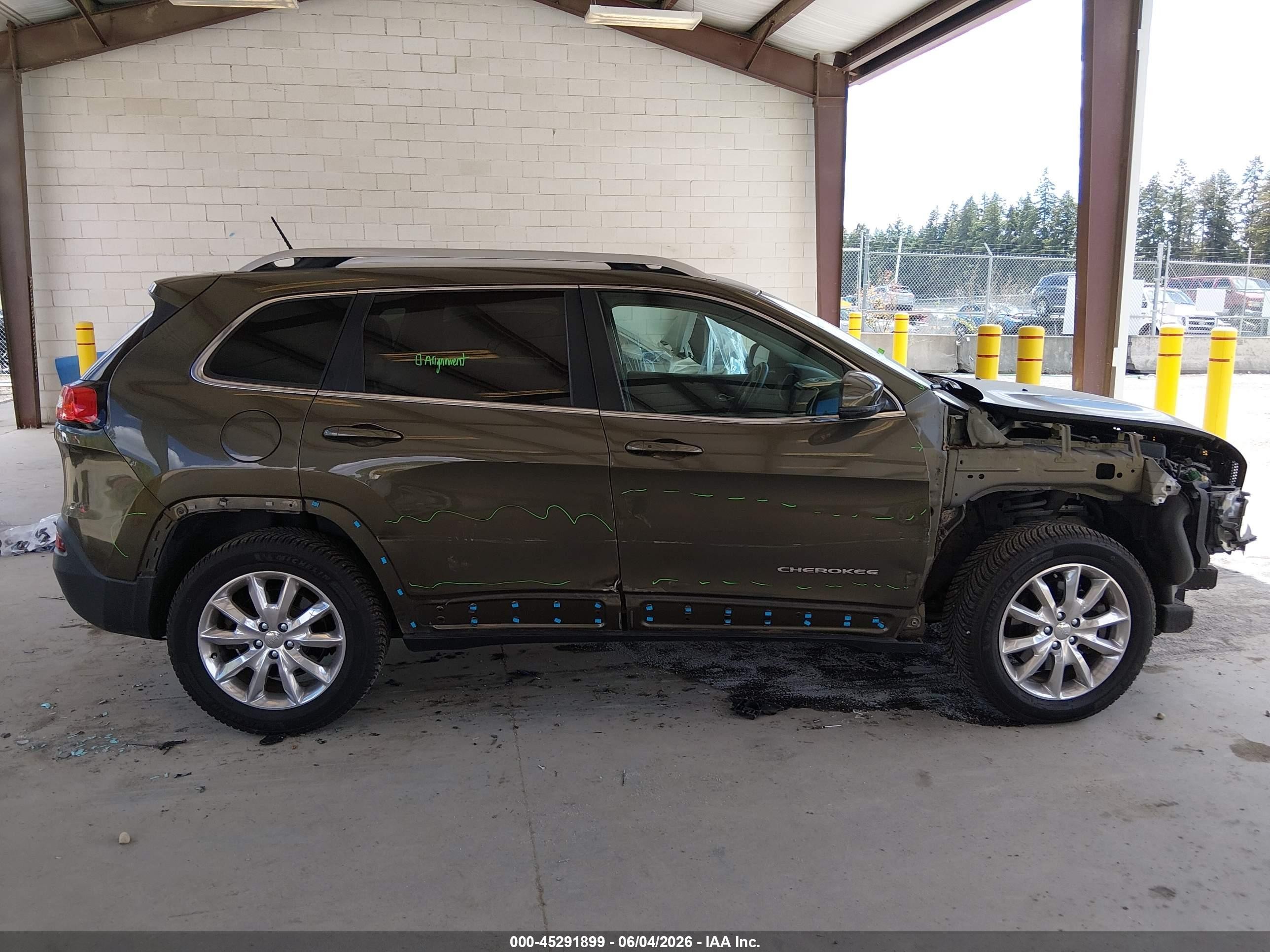 2015 Jeep Cherokee Limited Green vin: 1C4PJMDS8FW544508