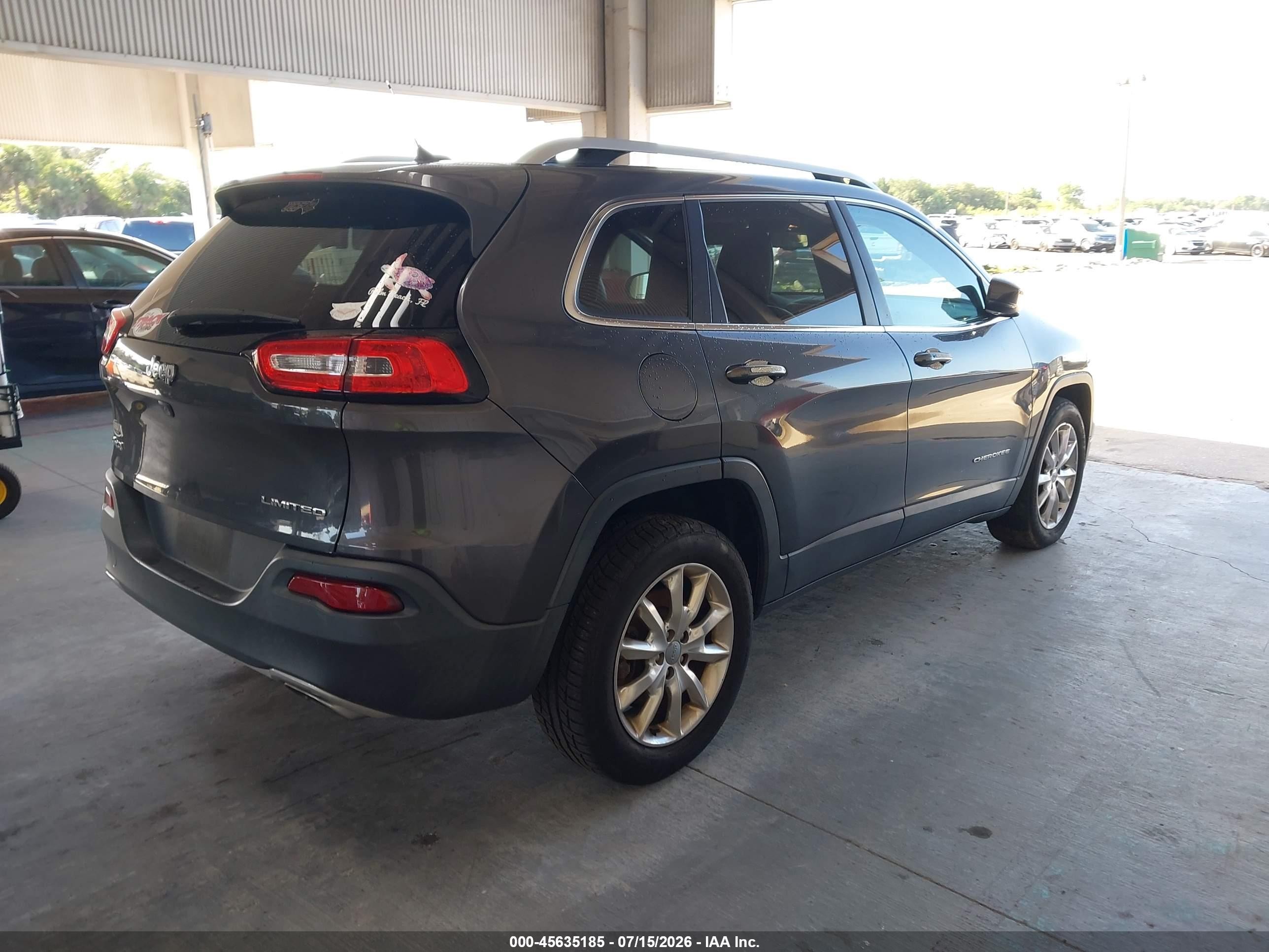 2015 Jeep Cherokee Limited Серый vin: 1C4PJMDS8FW556951