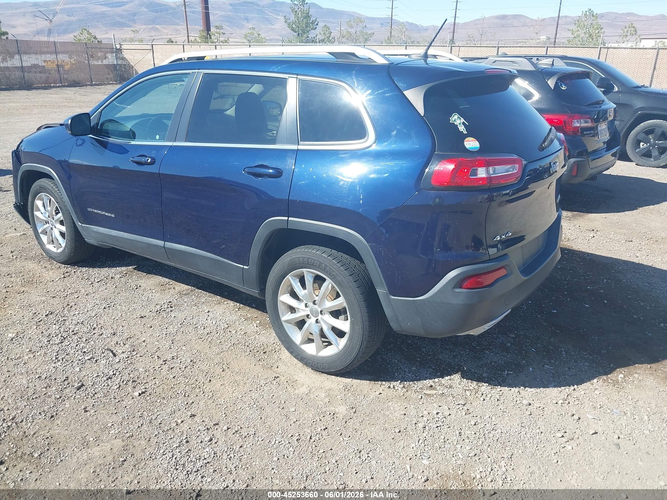2015 Jeep Cherokee Limited Blue vin: 1C4PJMDS8FW596060