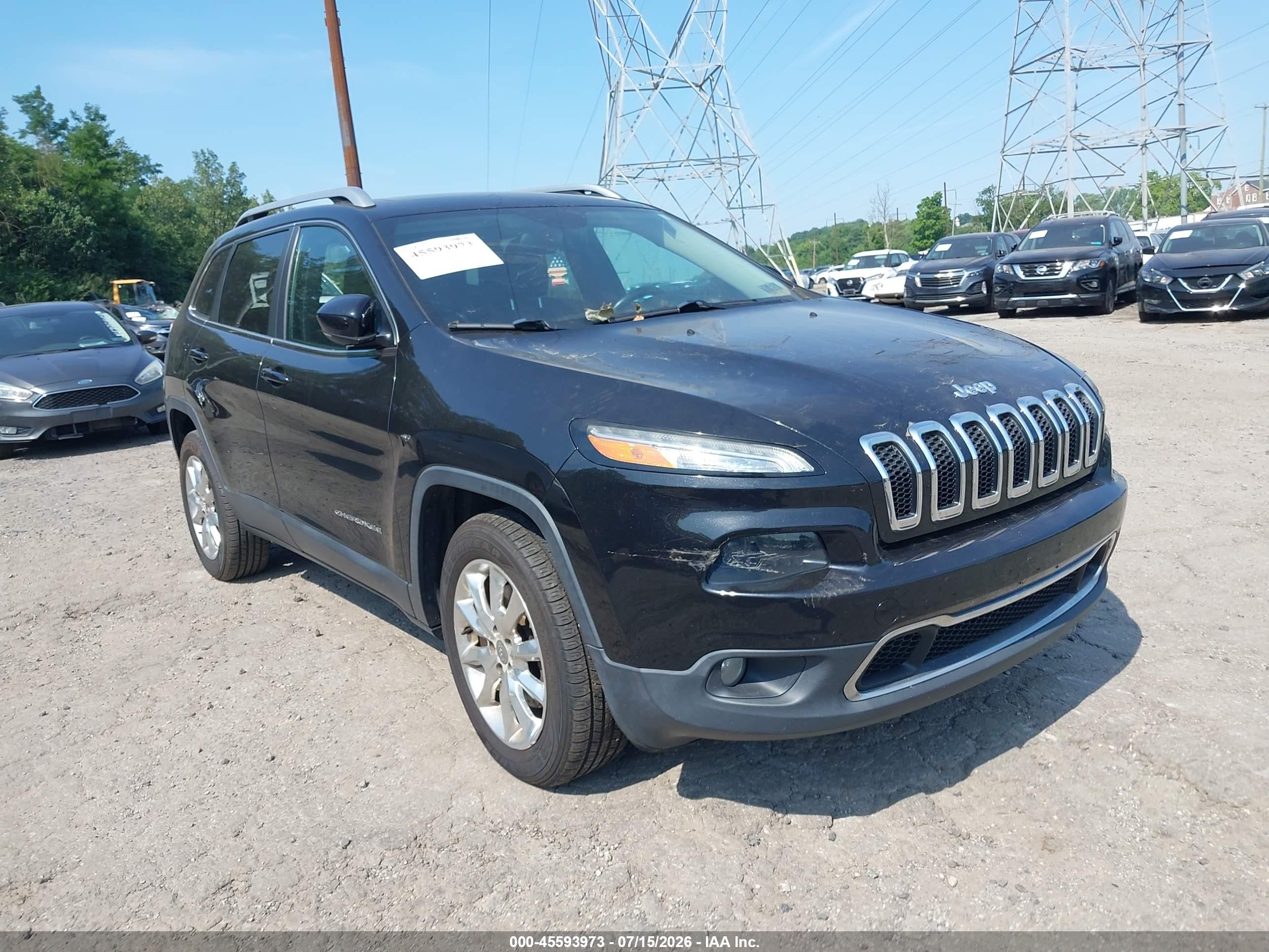 2015 Jeep Cherokee Limited Black vin: 1C4PJMDS8FW630515