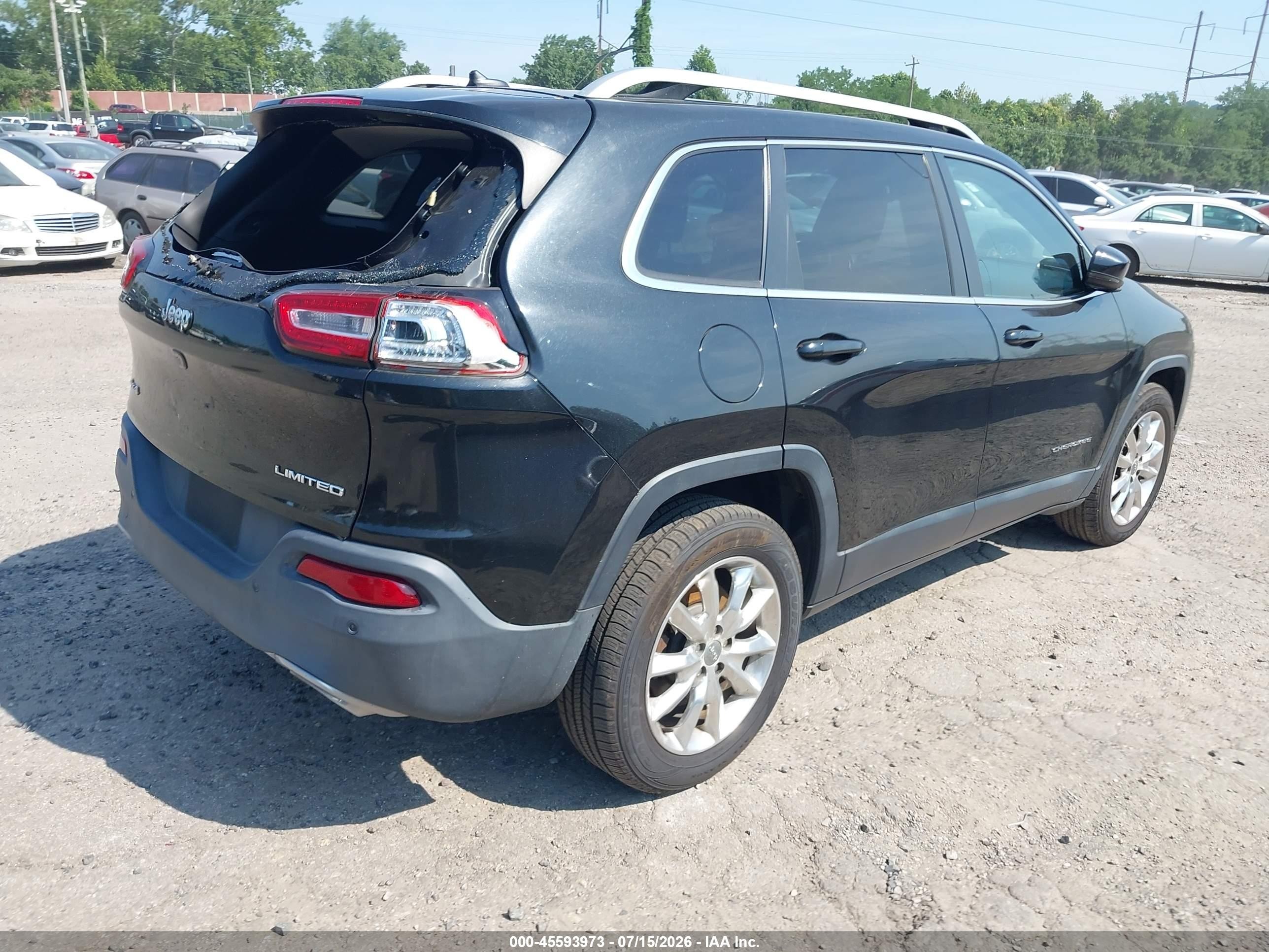 2015 Jeep Cherokee Limited Black vin: 1C4PJMDS8FW630515