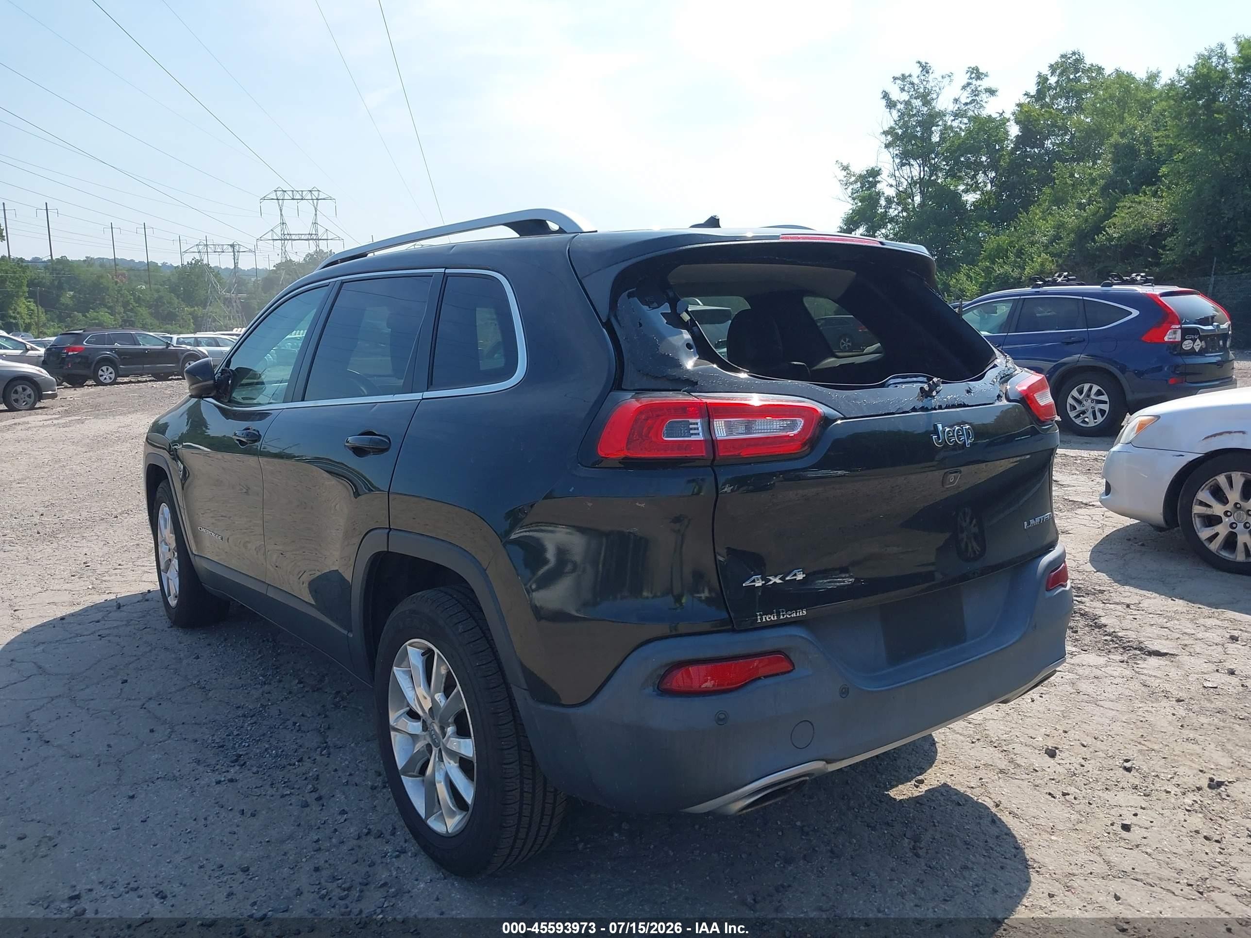 2015 Jeep Cherokee Limited Black vin: 1C4PJMDS8FW630515