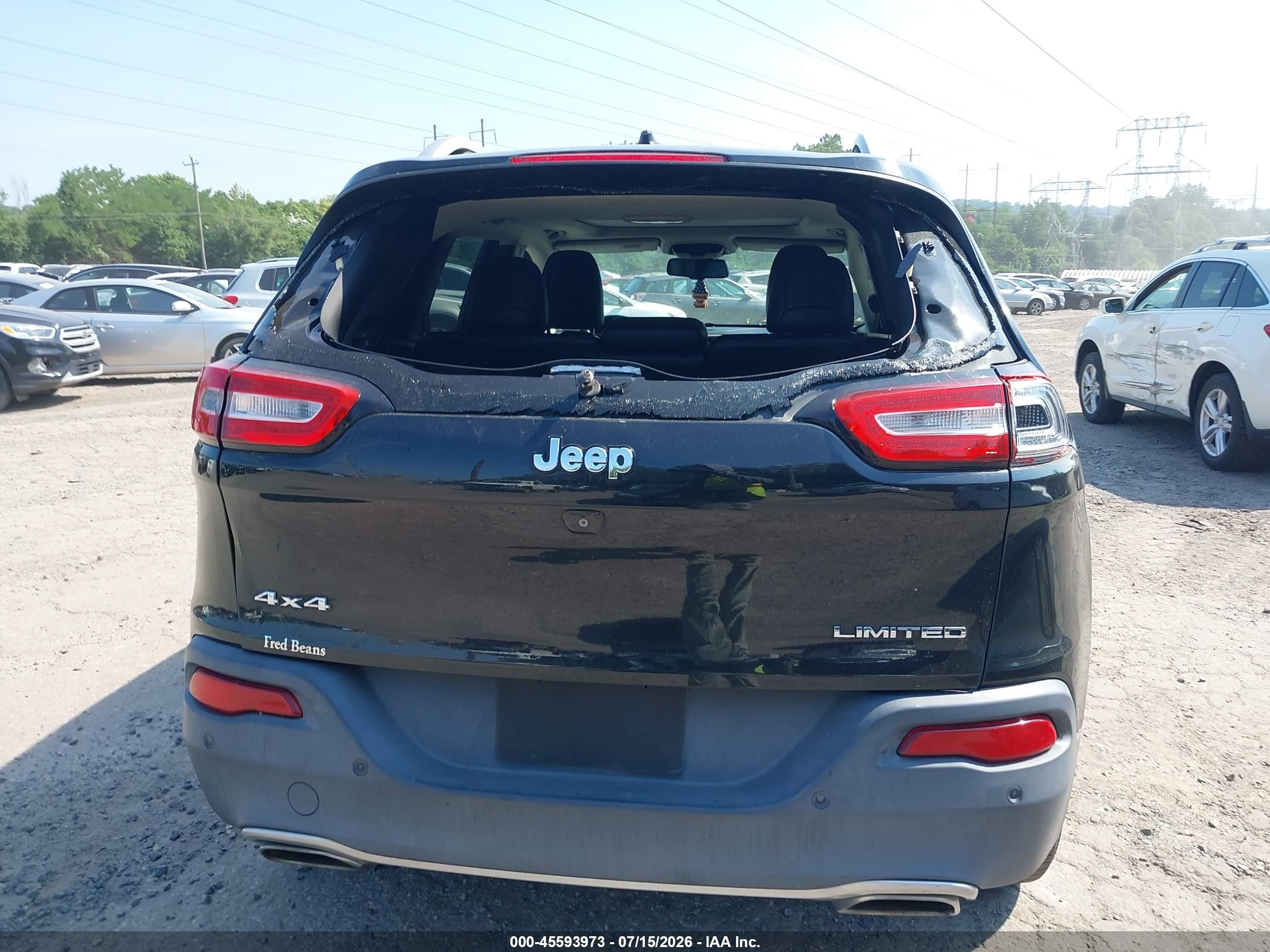 2015 Jeep Cherokee Limited Black vin: 1C4PJMDS8FW630515