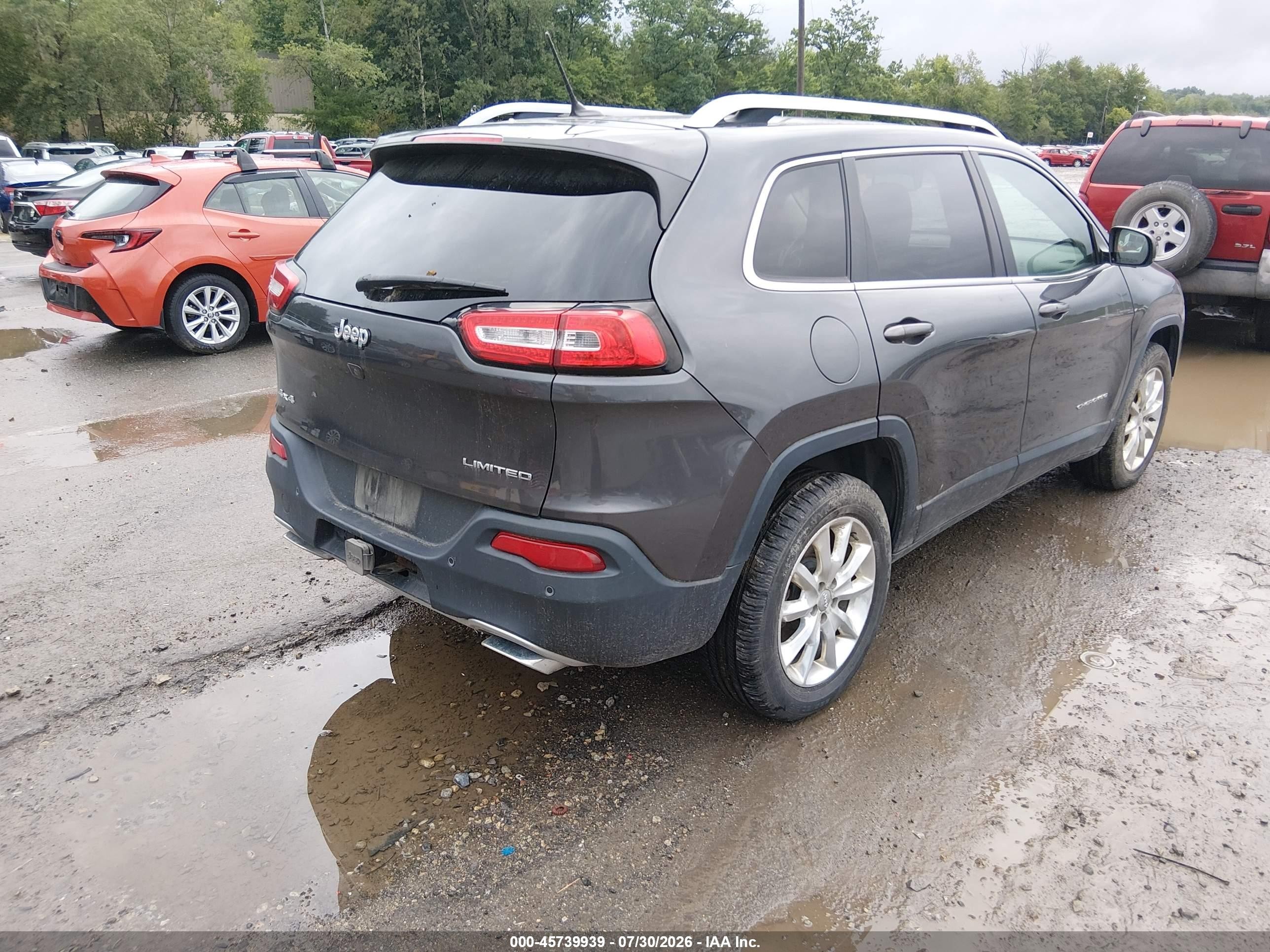 2015 Jeep Cherokee Limited Серый vin: 1C4PJMDS8FW779703
