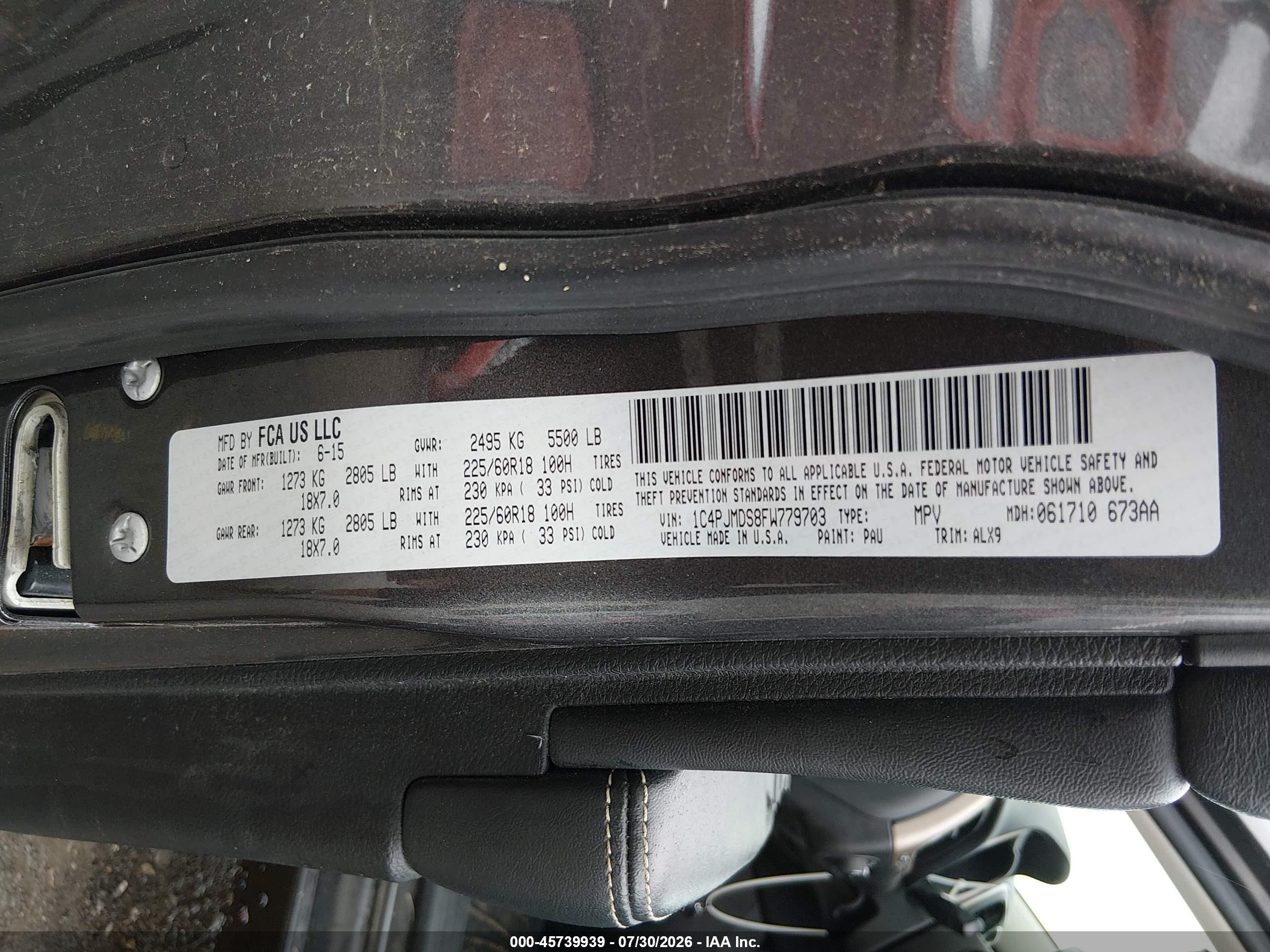 2015 Jeep Cherokee Limited Серый vin: 1C4PJMDS8FW779703