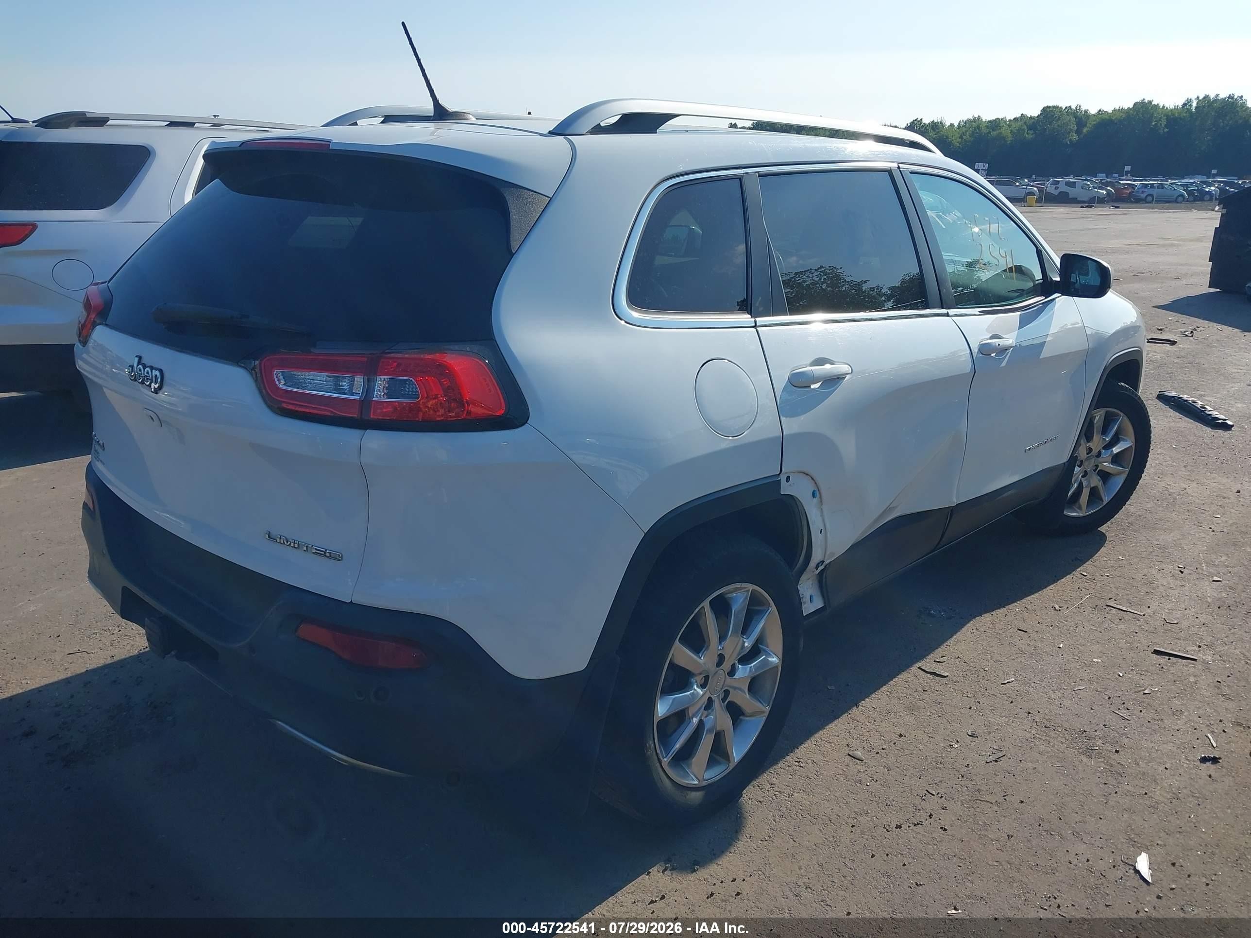 2014 Jeep Cherokee Limited White vin: 1C4PJMDS9EW152295