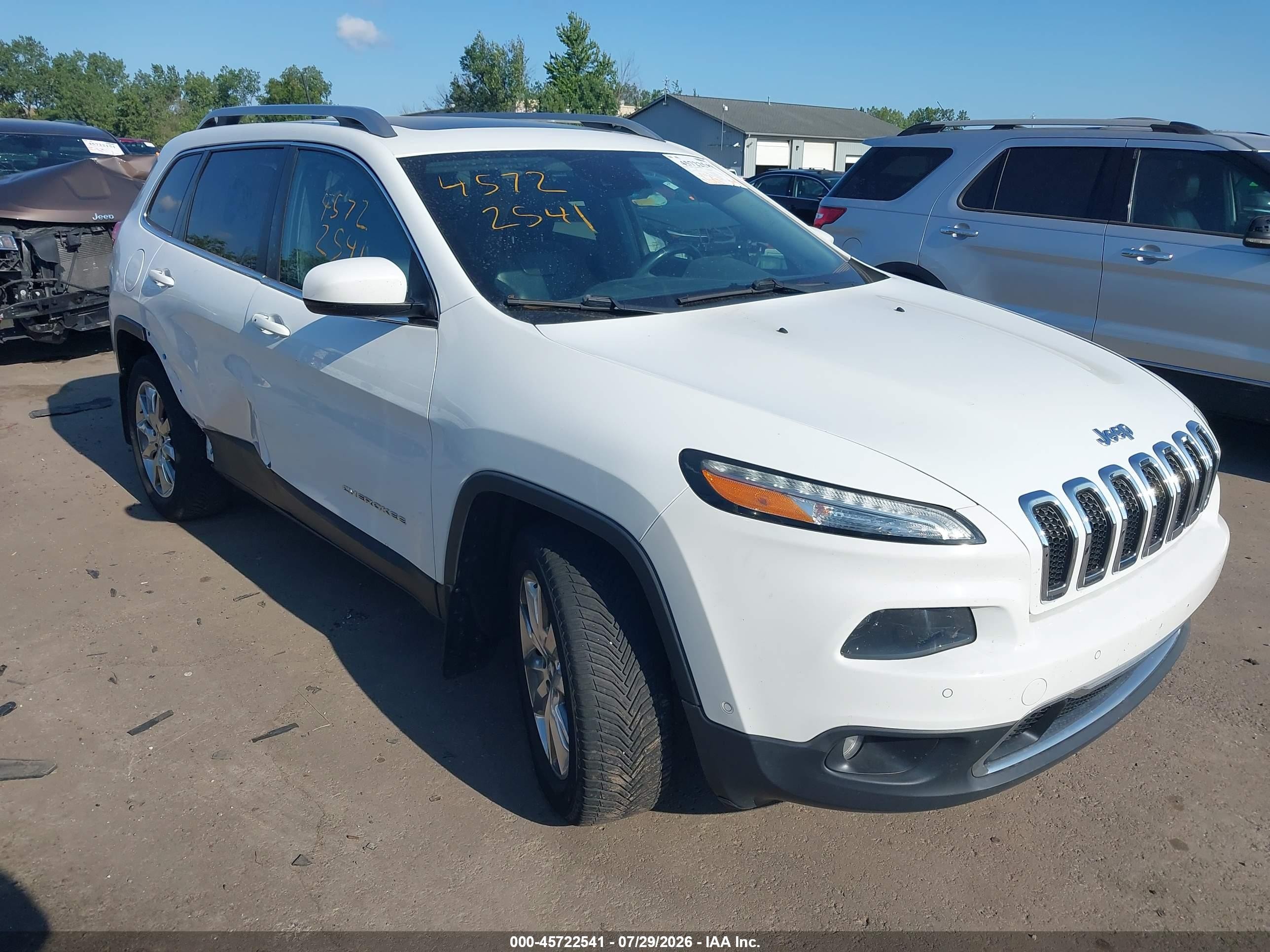 2014 Jeep Cherokee Limited White vin: 1C4PJMDS9EW152295