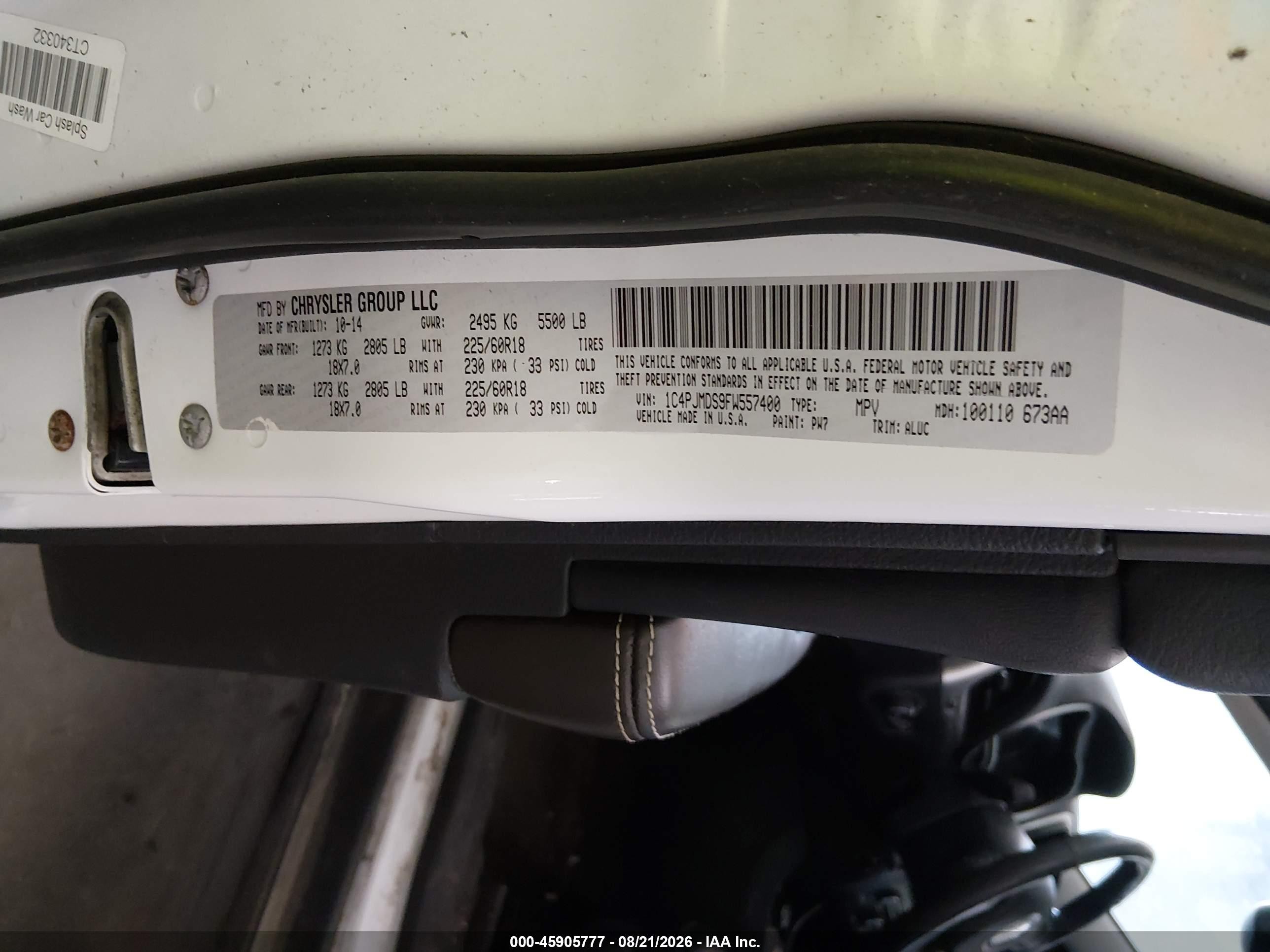 2015 Jeep Cherokee Limited Белый vin: 1C4PJMDS9FW557400