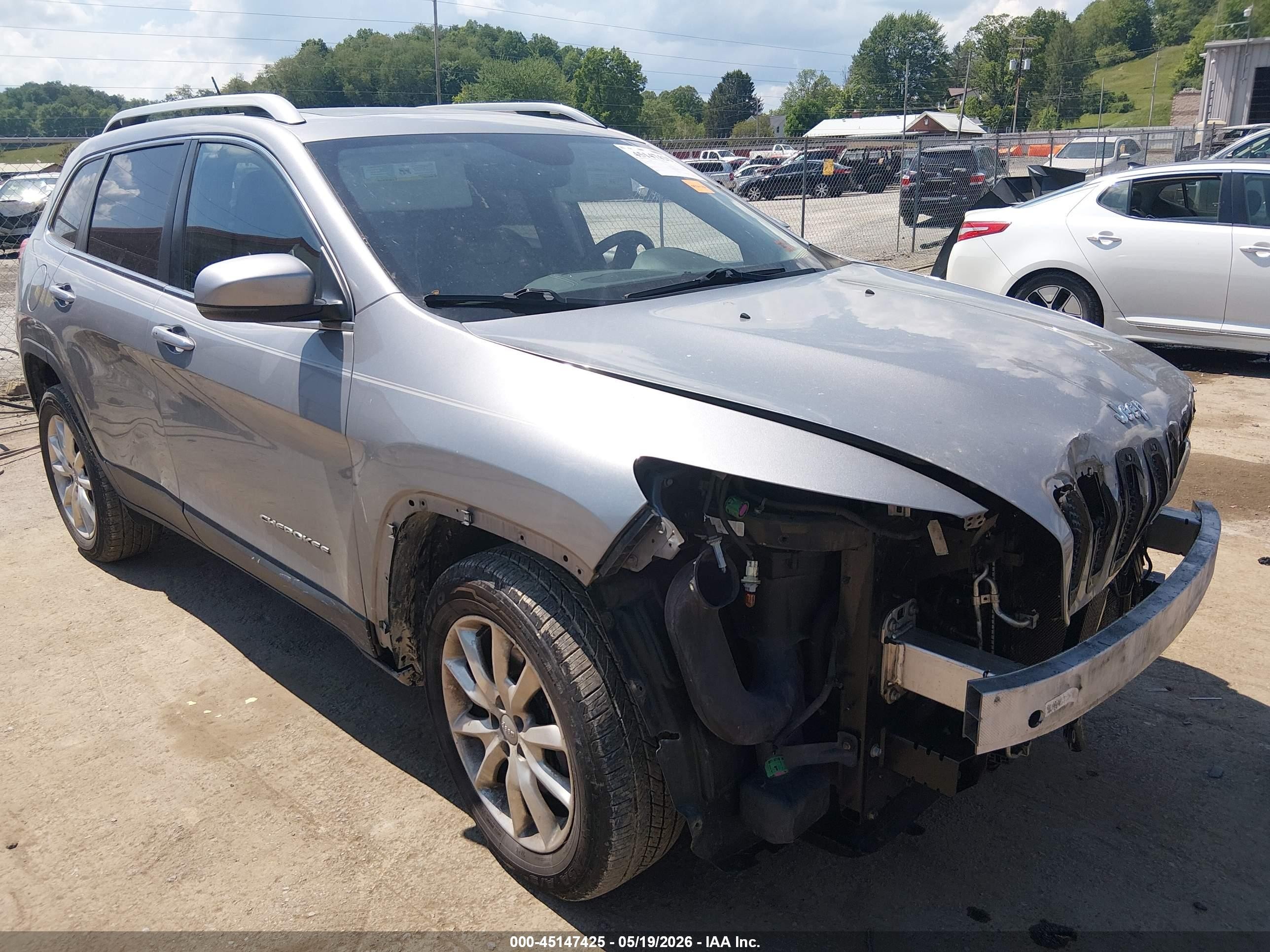2015 Jeep Cherokee Limited Серебряный vin: 1C4PJMDS9FW719722