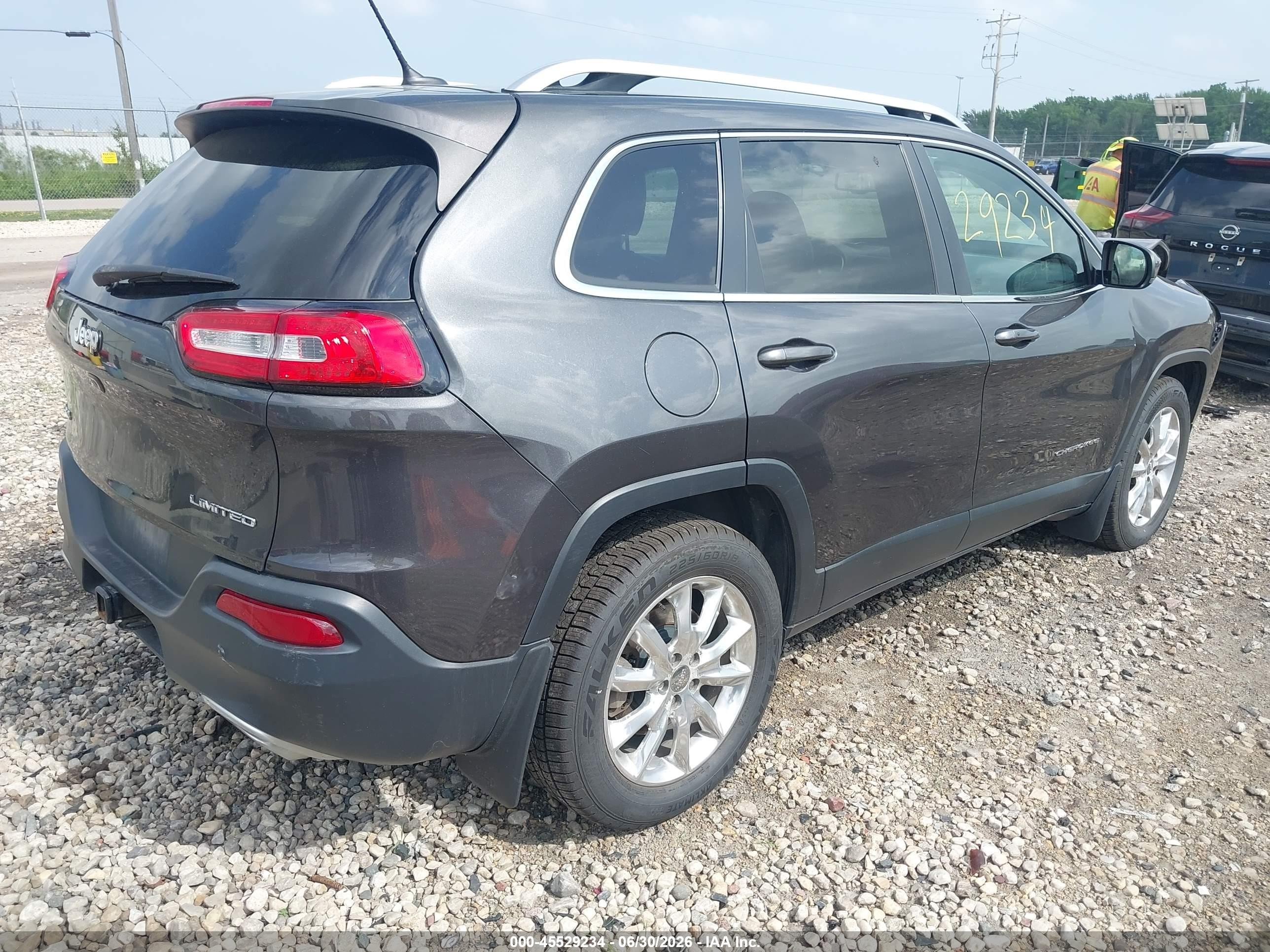 2015 Jeep Cherokee Limited Серый vin: 1C4PJMDS9FW752428