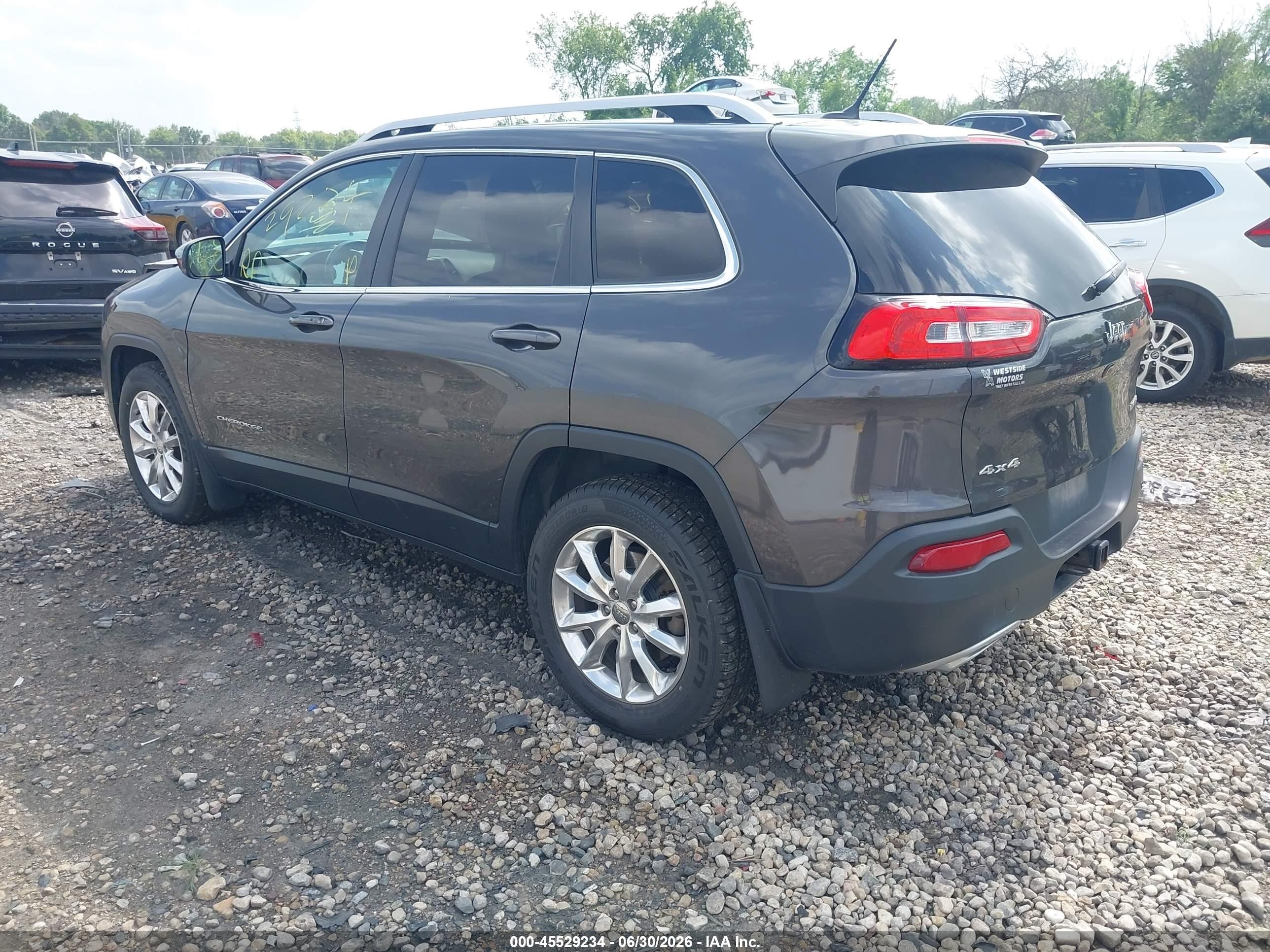 2015 Jeep Cherokee Limited Серый vin: 1C4PJMDS9FW752428